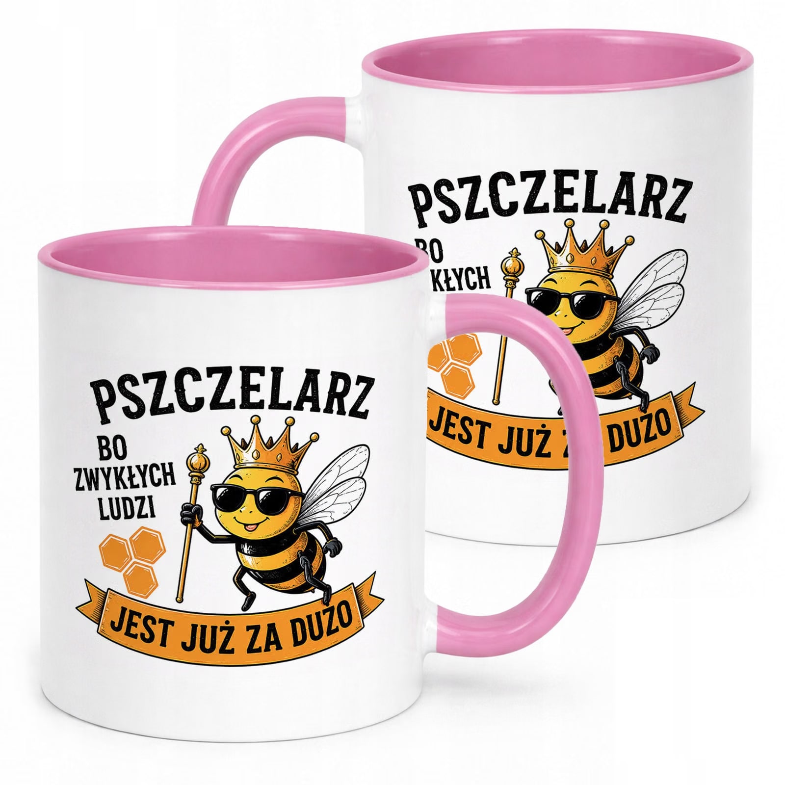 Różowy Kubek z nadrukiem Dla Pszczelarza Szef Pasieki Upominek Prezent