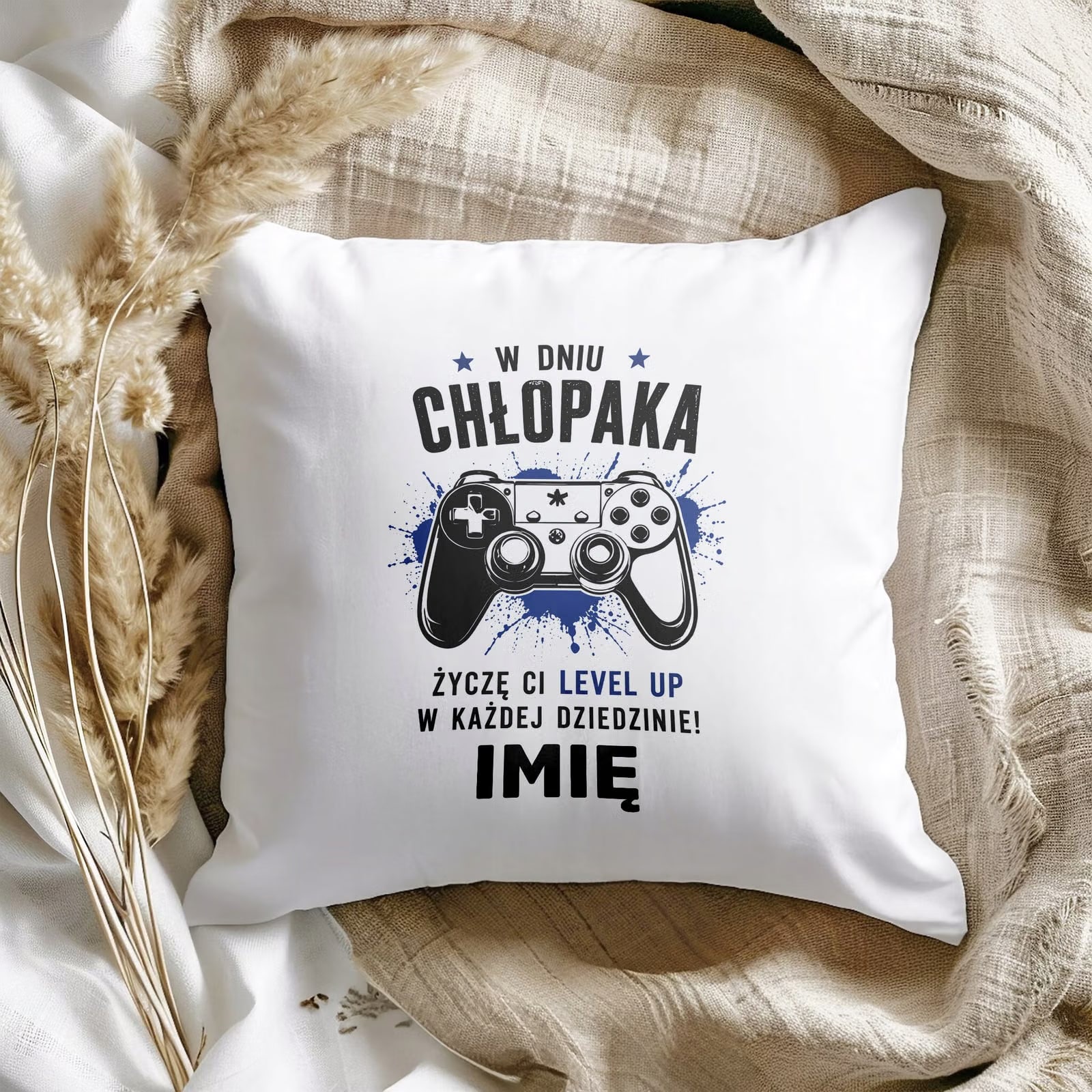 Poduszka Jasiek Personalizowana z nadrukiem Dzień Chłopaka 38x38cm Prezent