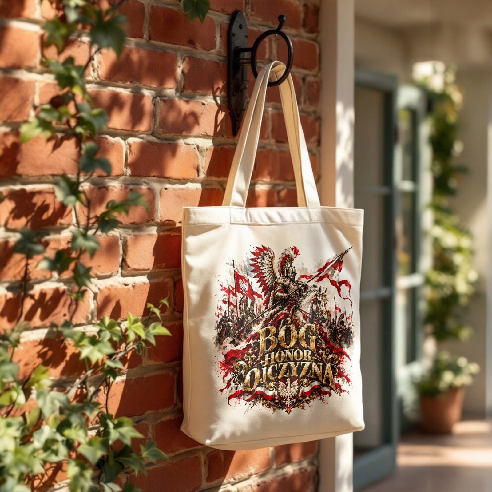 Torba shopper ecru premium patriotyczna święto niepodległości z nadrukiem