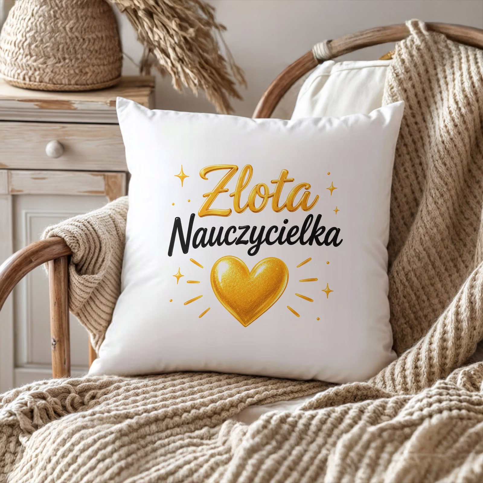 Poduszka Jasiek 38x38cm z Nadrukiem Dzień Nauczyciela Prezent Upominek