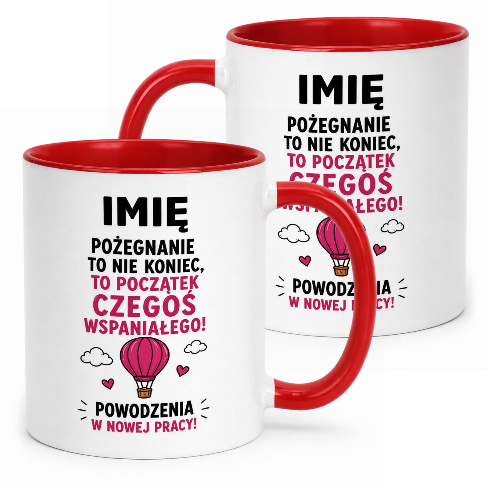 Kubek Czerwony Personalizowany z Nadrukiem Pożegnanie Odejście z Pracy