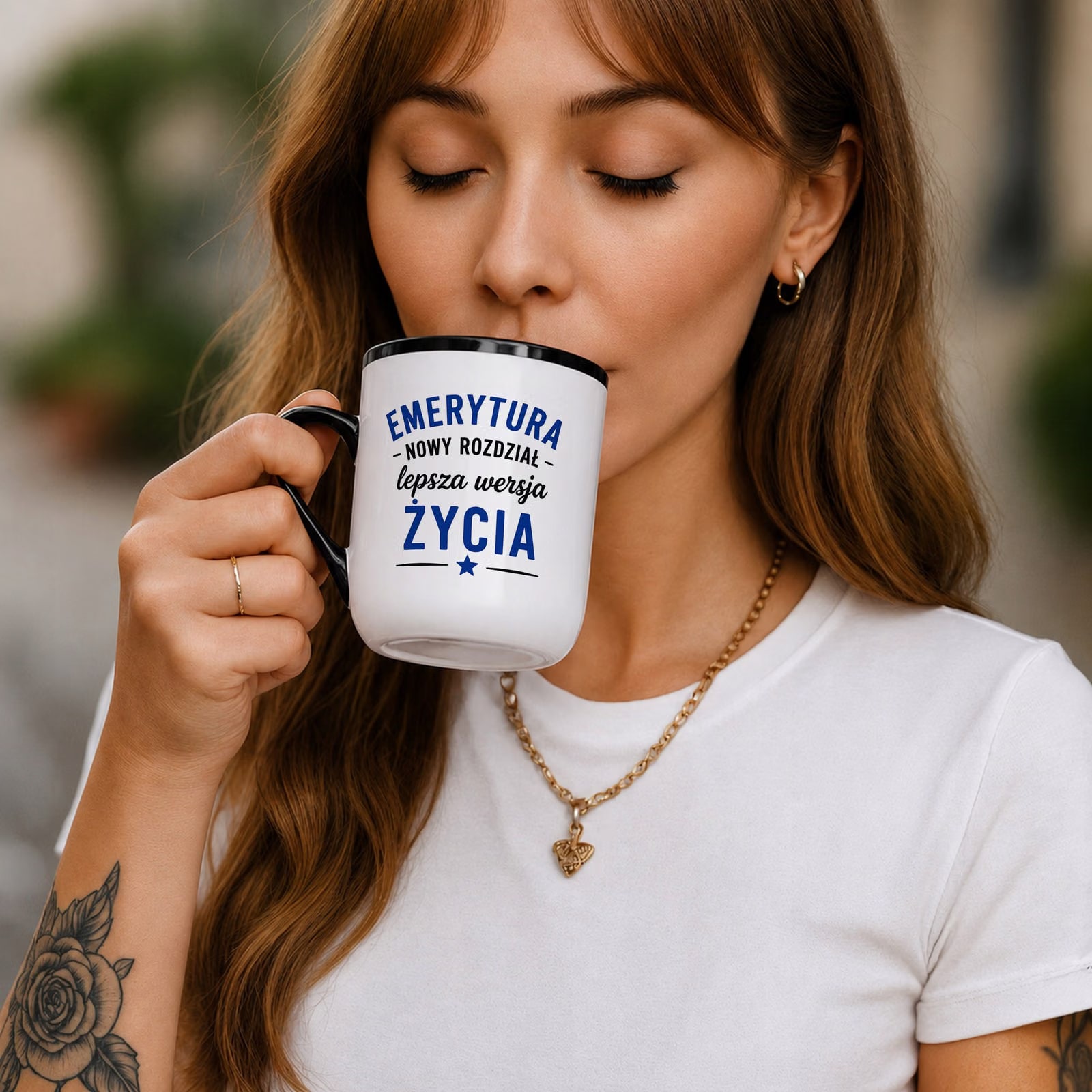 Kubek z nadrukiem Premium Czarny Emerytura Dla Emeryta Upominek Prezent