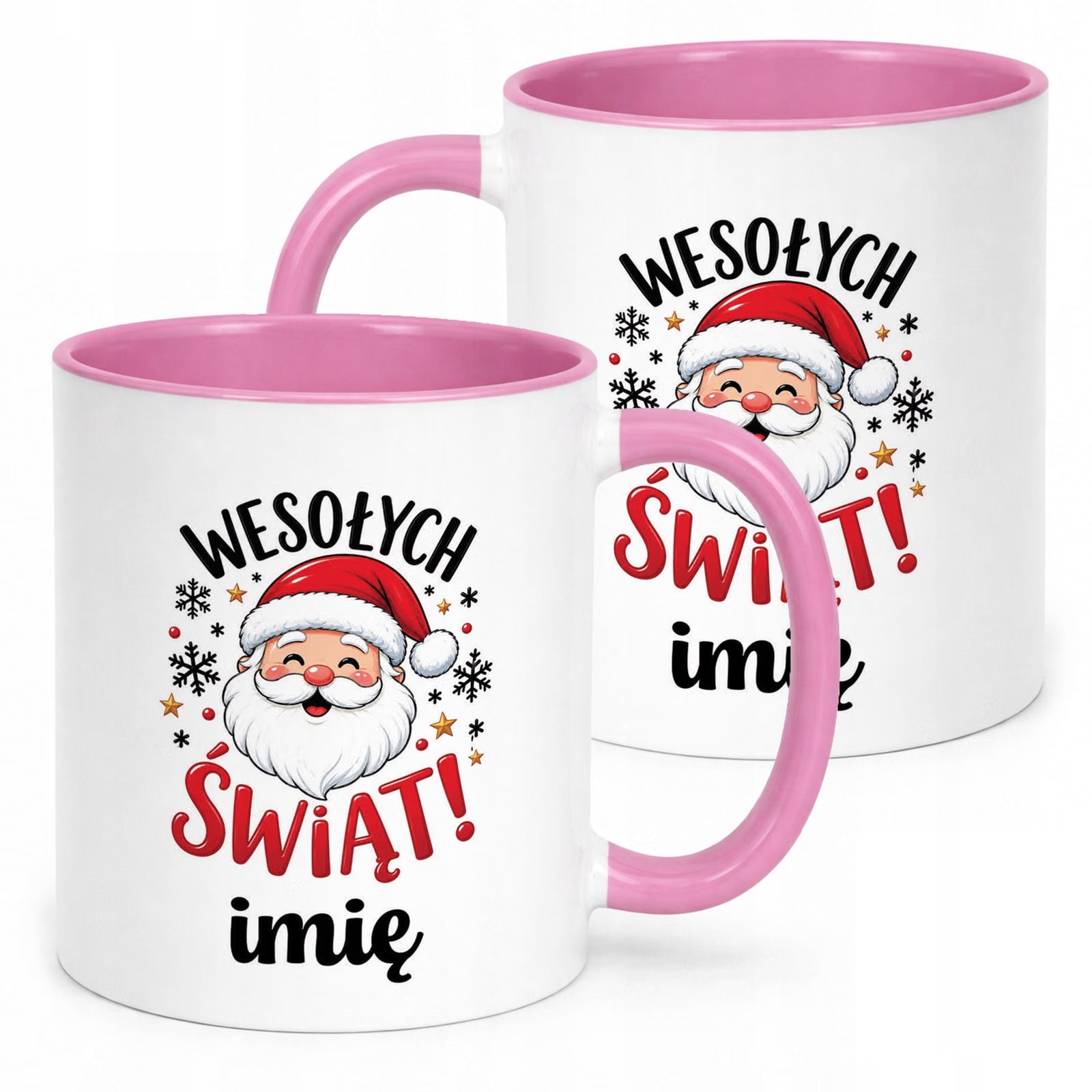 Kubek Różowy Personalizowany z Nadrukiem Boże Narodzenie Święta Prezent