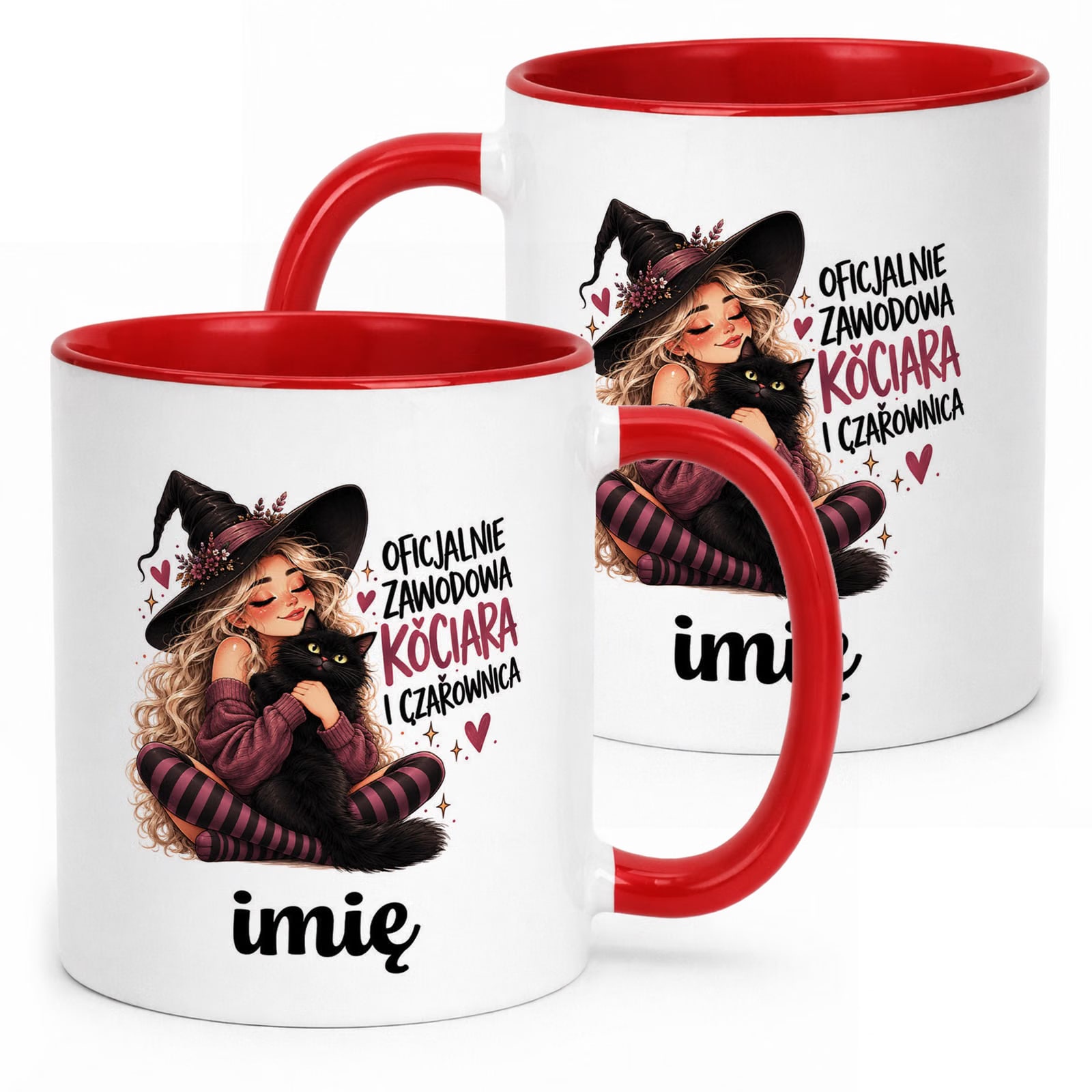 Kubek Czerwony Personalizowany z Nadrukiem Dla Kobiet Czarownica Wiedźma