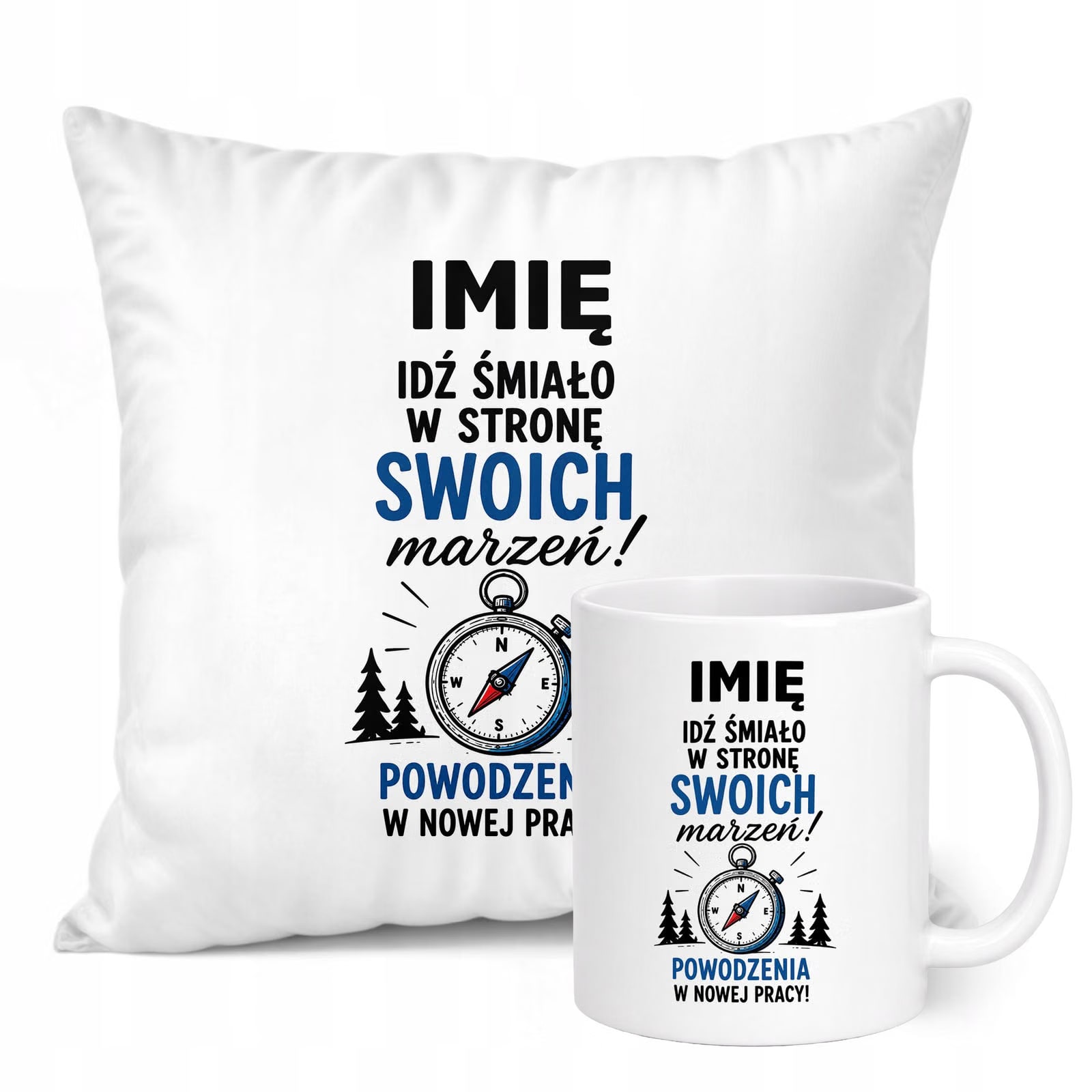 Zestaw Personalizowany Kubek Biały Poduszka Odejście z Pracy Prezent