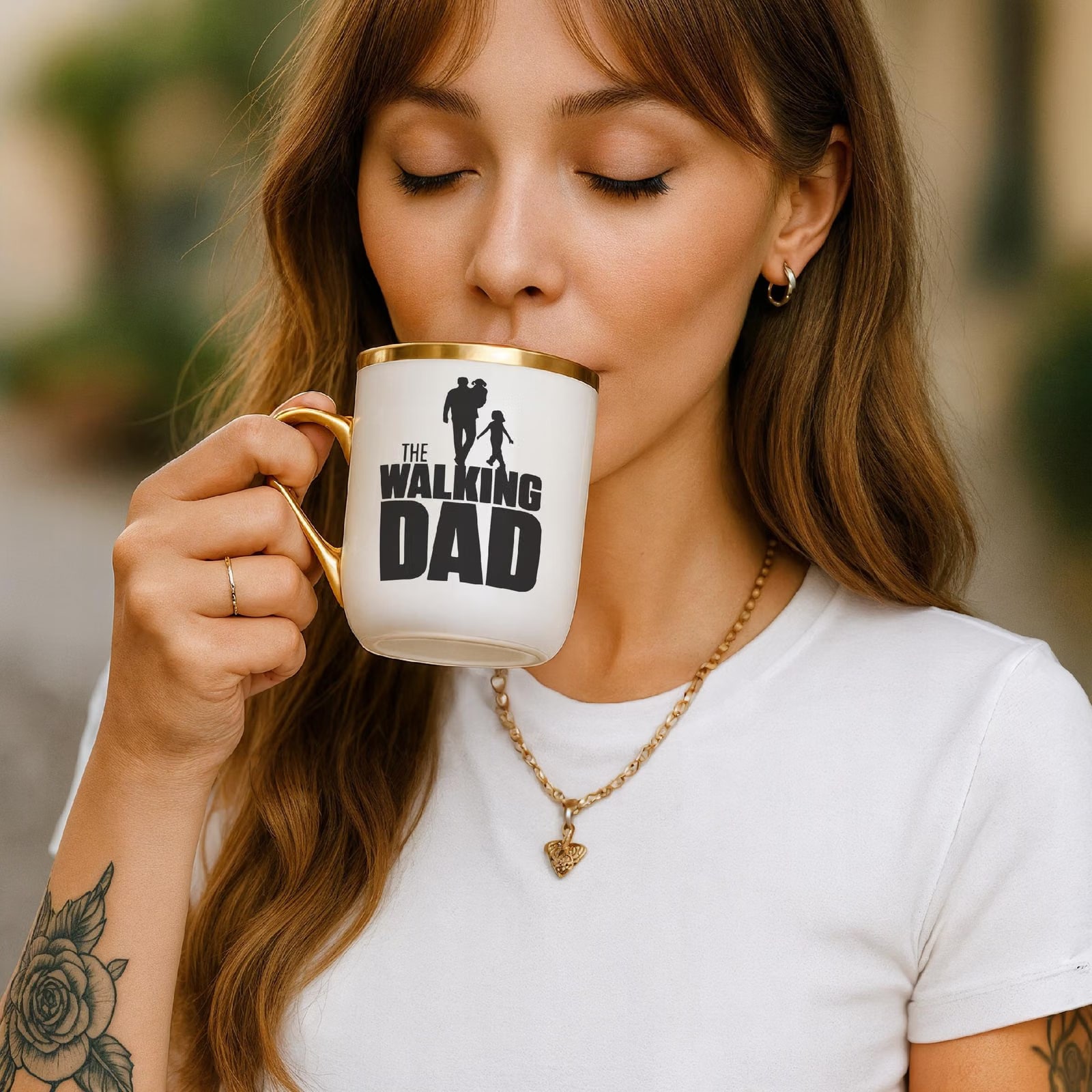 Kubek Premium Złoty Dzień Ojca Dla Taty The Walking Dad Prezent