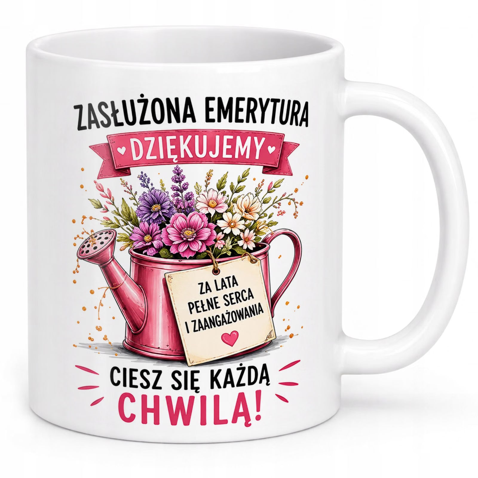 Biały Kubek z nadrukiem Emerytura Dla Emerytki Upominek Prezent