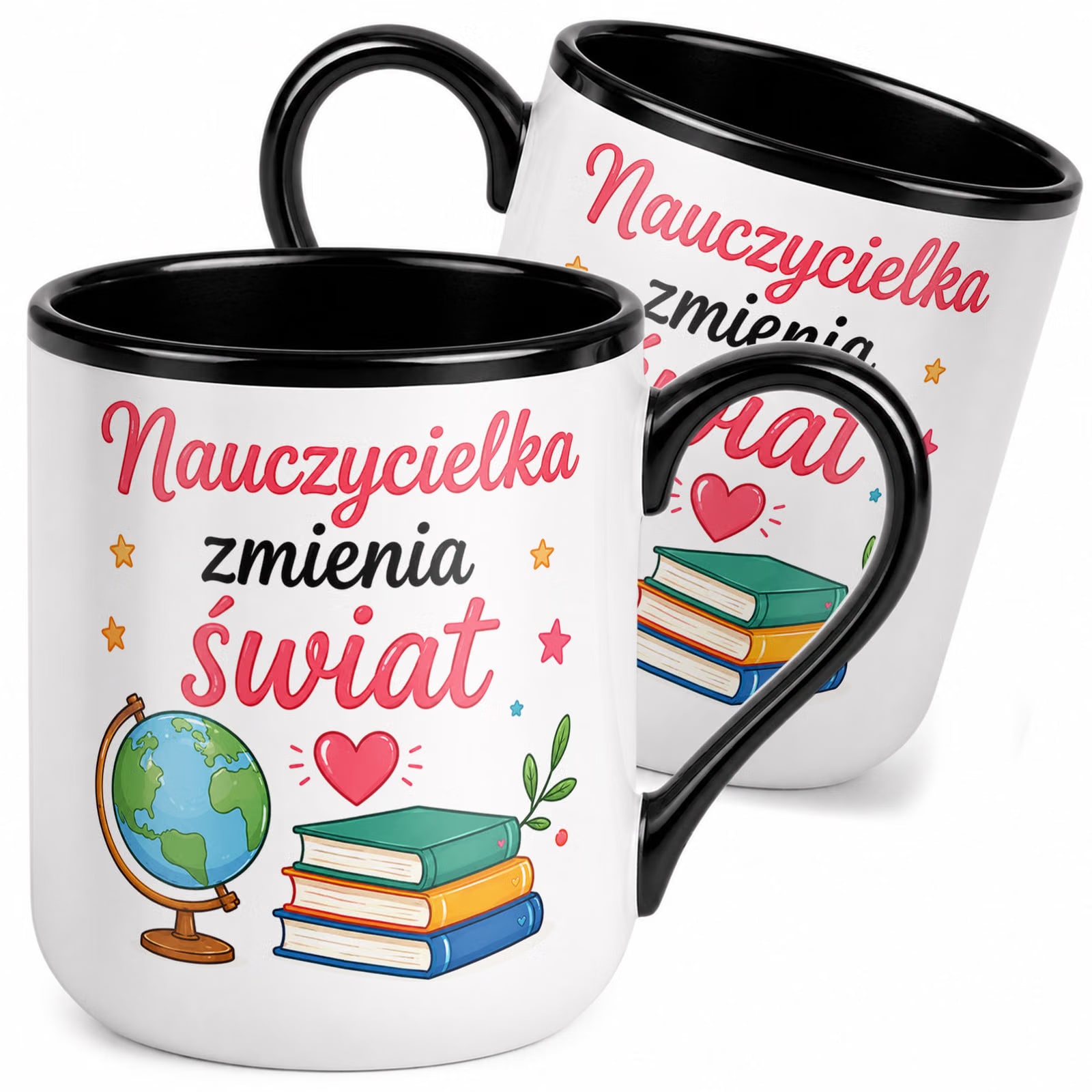 Kubek z nadrukiem Premium Czarny Dzień Nauczyciela Dla Nauczycielki Prezent
