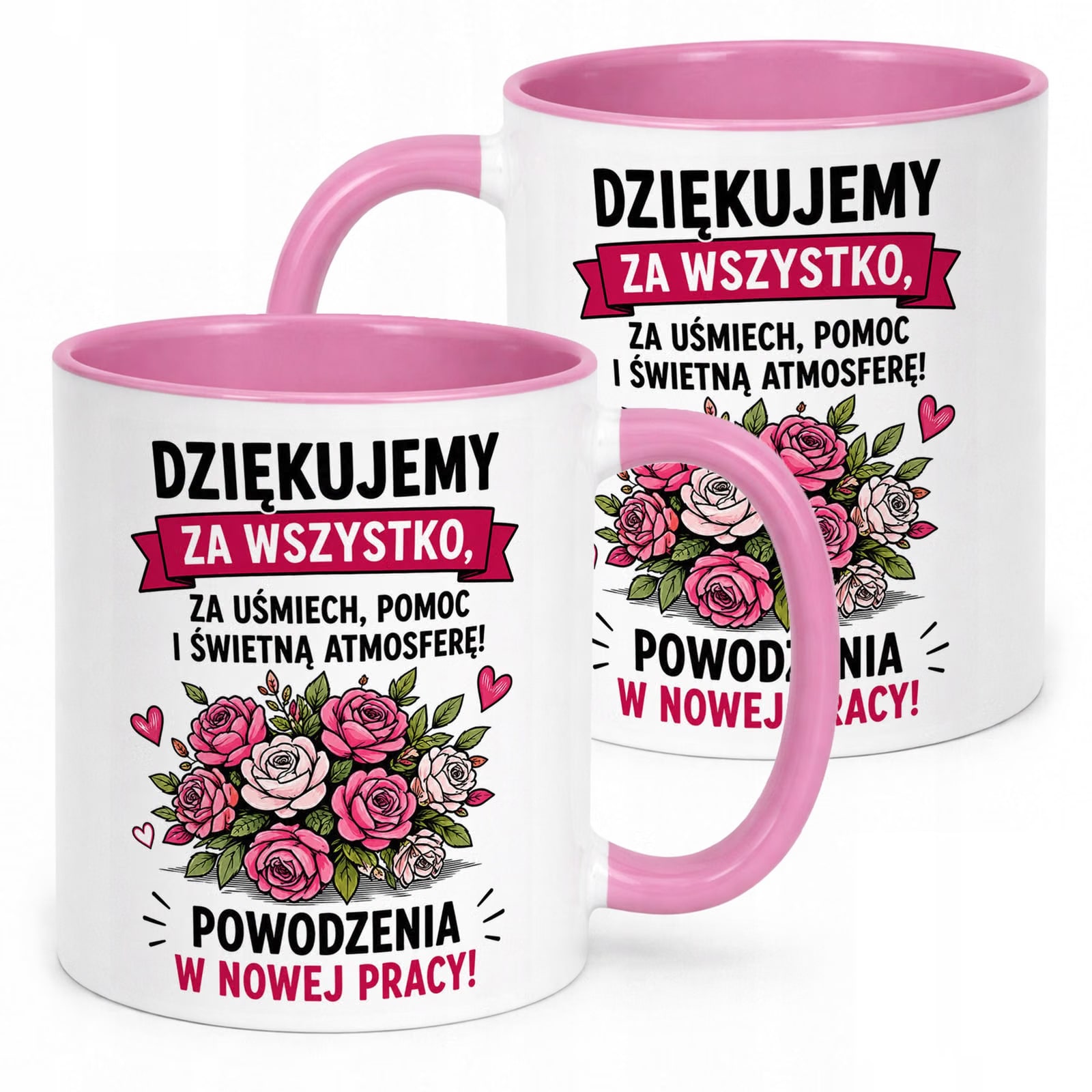 Kubek Różowy z nadrukiem Pożegnanie Odejście z Pracy Dla Koleżanki