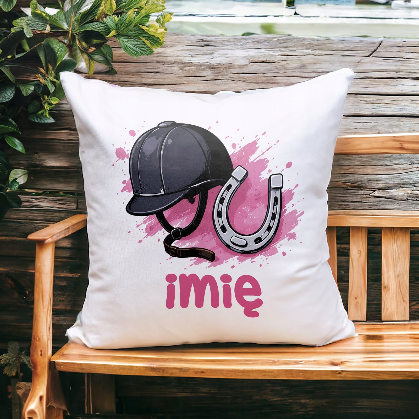 Poduszka Jasiek Personalizowana z nadrukiem 38x38cm Konna Konie Prezent