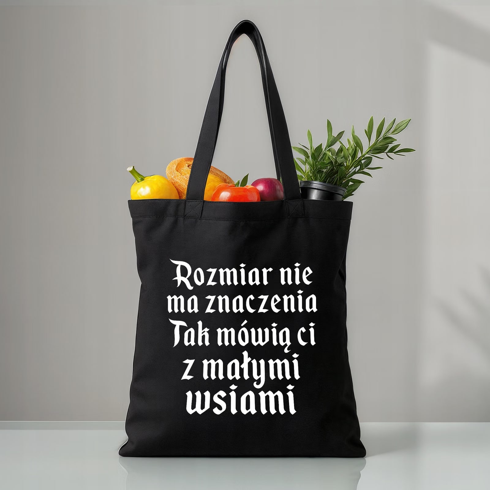Torba bawełniana czarna na zakupy 1670 Rozmiar Nie Ma Znaczenia