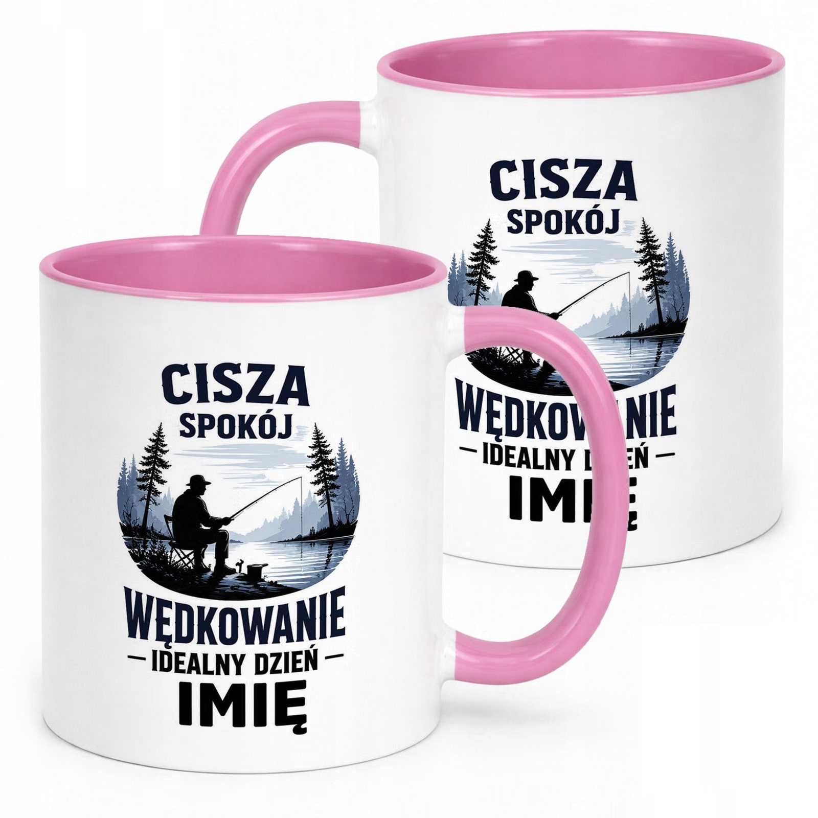 Różowy Kubek Personalizowany z nadrukiem Dla Wędkarza Upominek Prezent