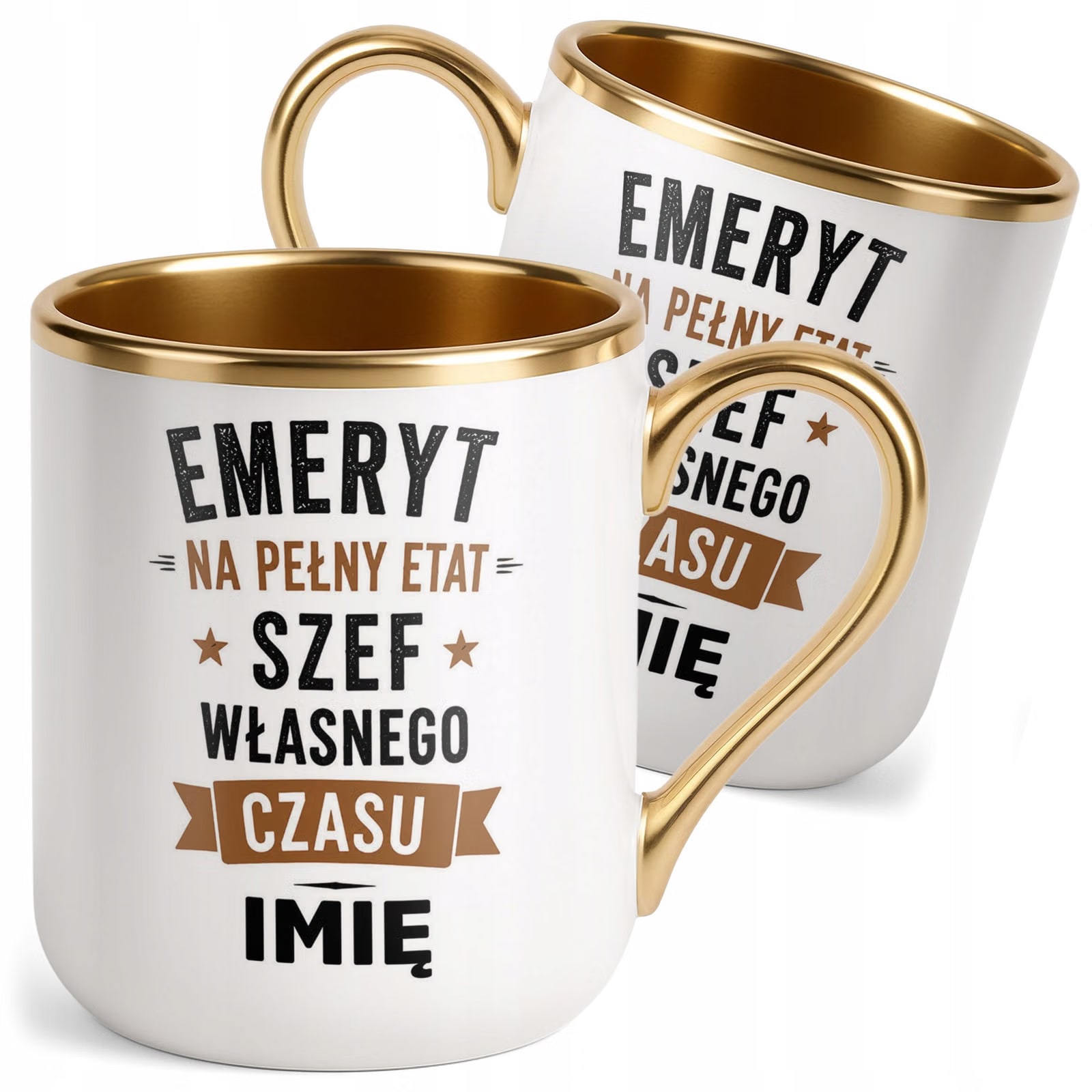 Kubek Personalizowany z nadrukiem Premium Złoty Emerytura Prezent