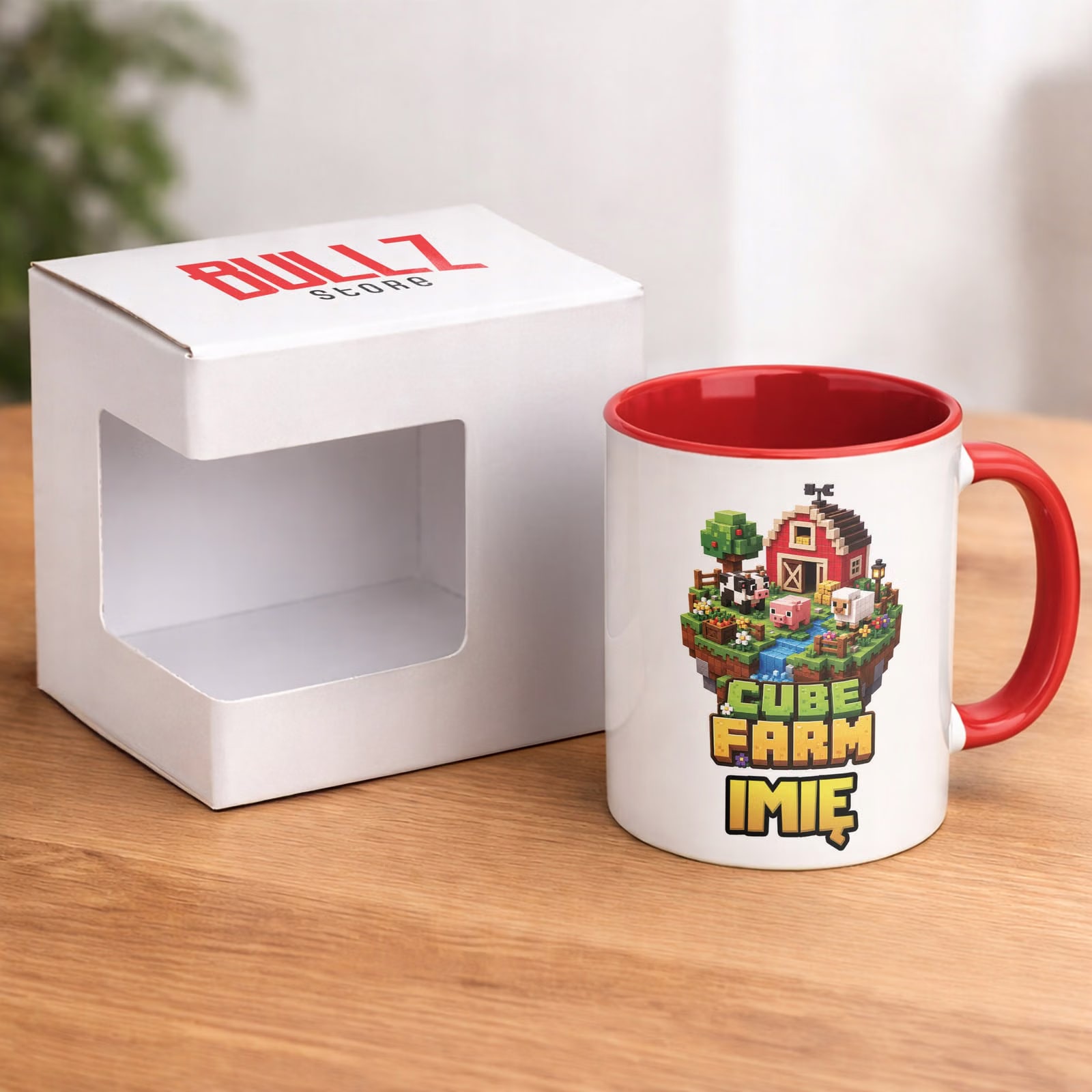 Zestaw personalizowany Kubek Czerwony Podkładka pod mysz gra Cube Farm
