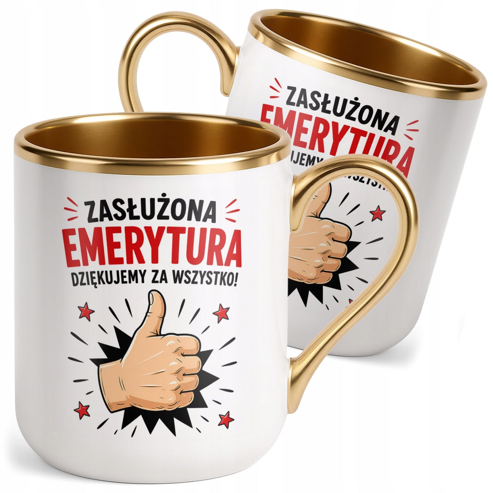 Kubek z nadrukiem Premium Złoty Emerytura Dla Emeryta Emerytki Prezent