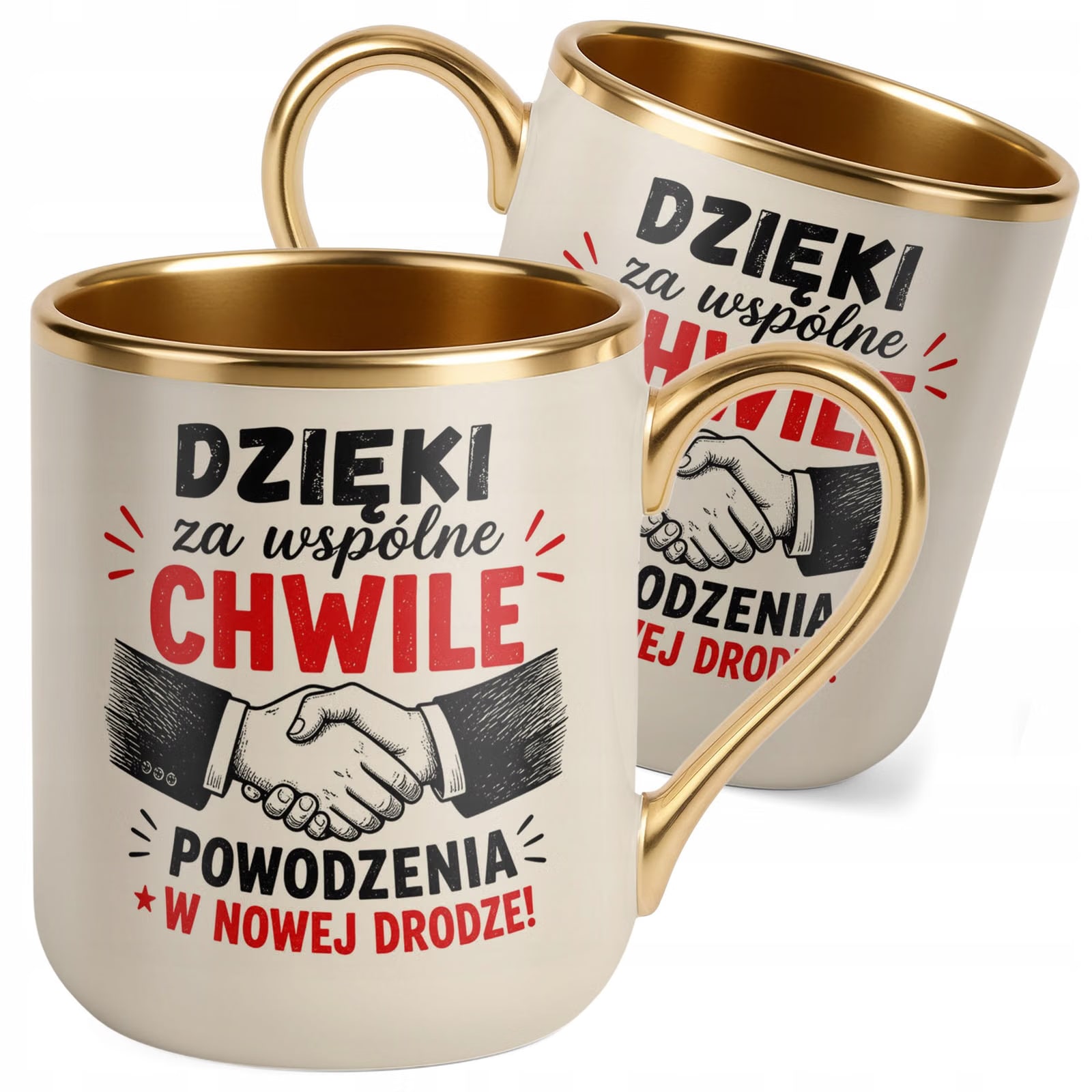 Kubek z nadrukiem Premium Złoty Ecru Pożegnanie Odejście z Pracy