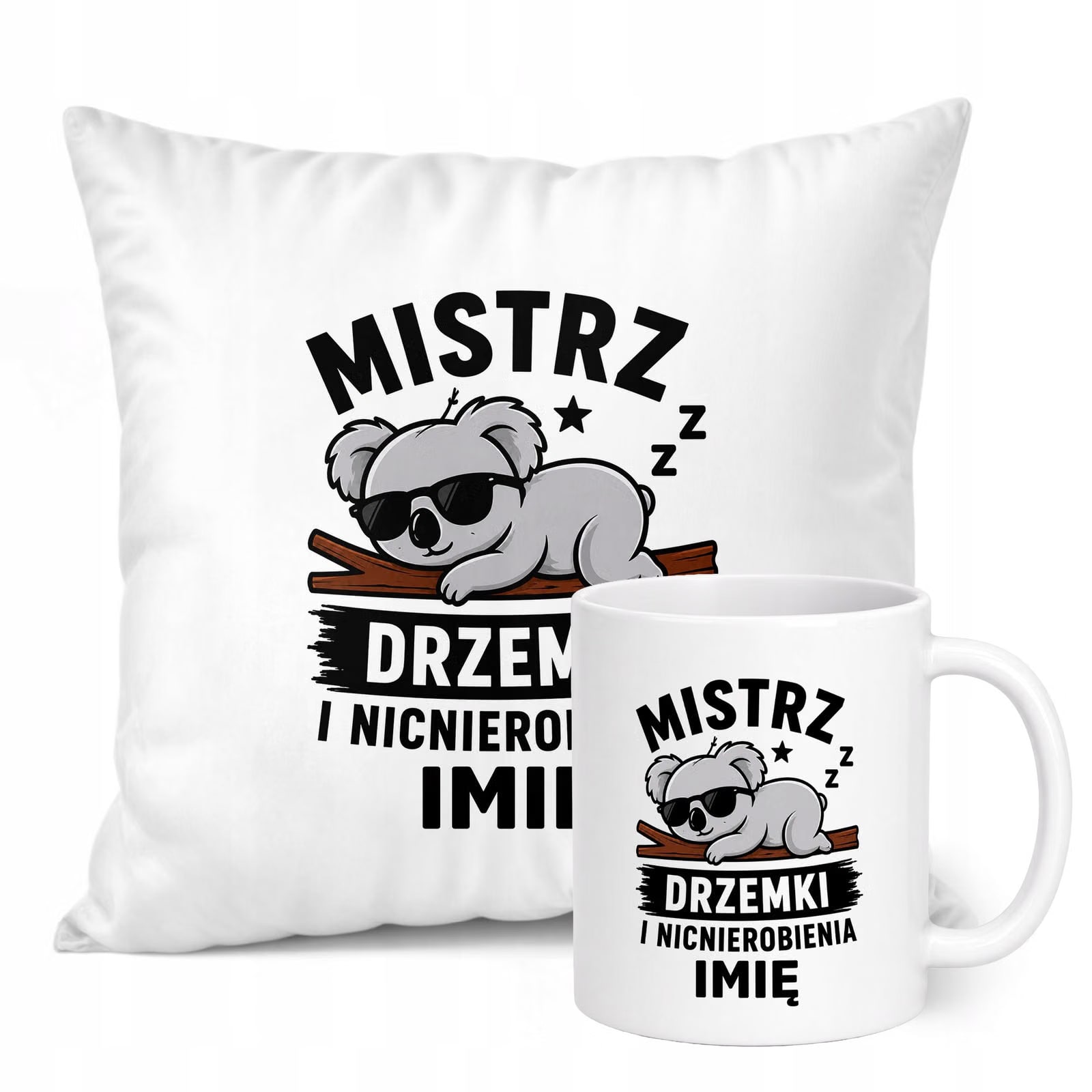 Zestaw Personalizowany Kubek Biały Poduszka Dzień Chłopaka Z Nadrukiem