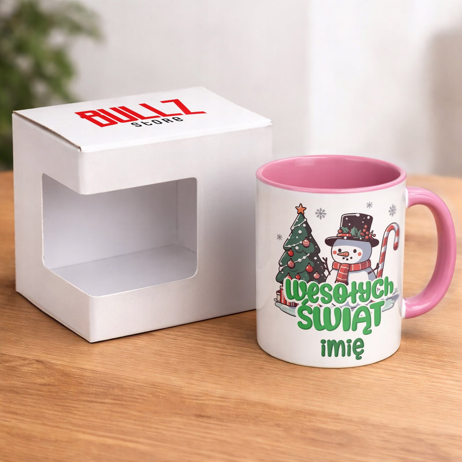 Kubek Różowy Personalizowany z Nadrukiem Boże Narodzenie Święta Prezent