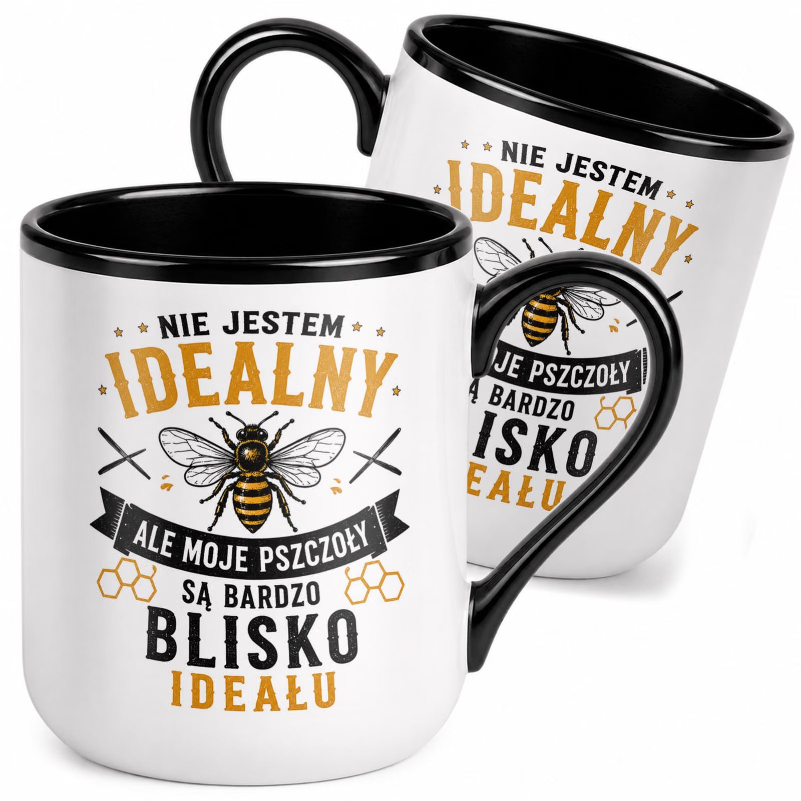 Kubek z nadrukiem Premium Czarny Dla Pszczelarza Szef Pasieki Prezent