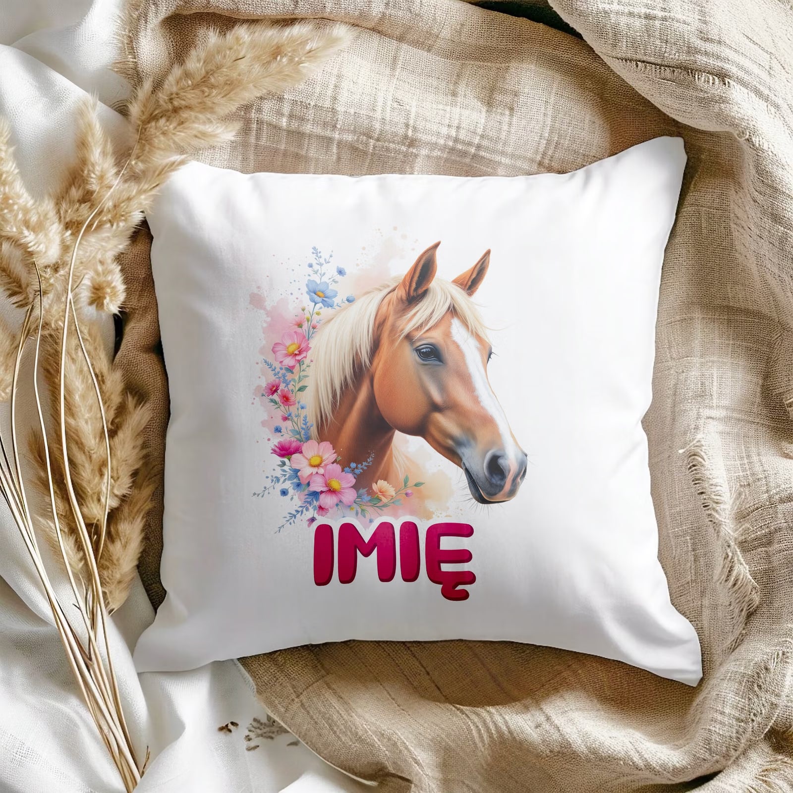 Poduszka 38x38cm Personalizowana Z Koniem Koń Słodki Dla Dzieci