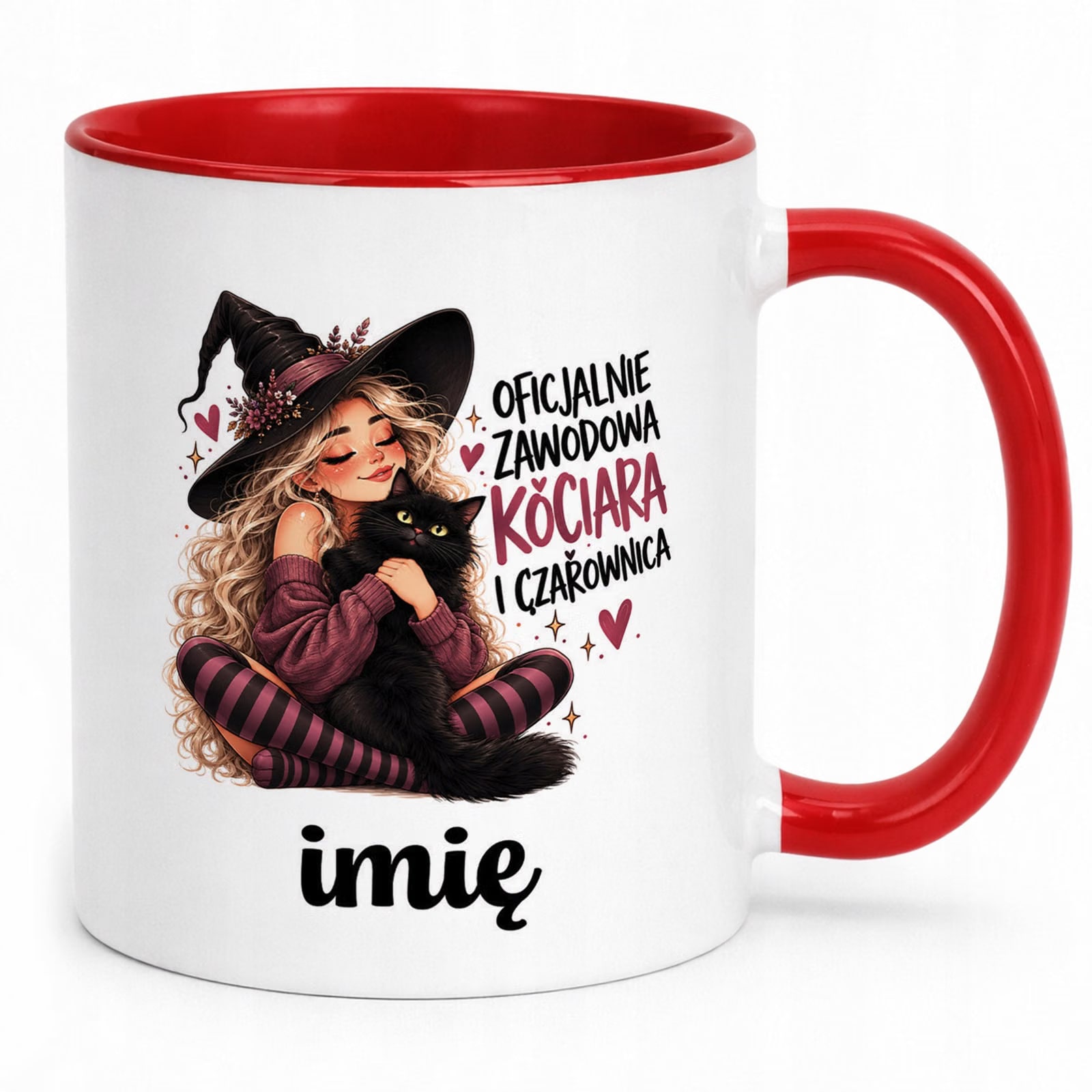 Kubek Czerwony Personalizowany z Nadrukiem Dla Kobiet Czarownica Wiedźma