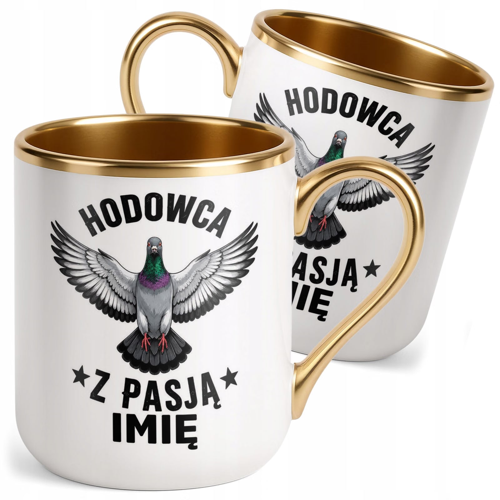 Kubek Personalizowany z nadrukiem Premium Złoty Dla Gołębiarza Prezent