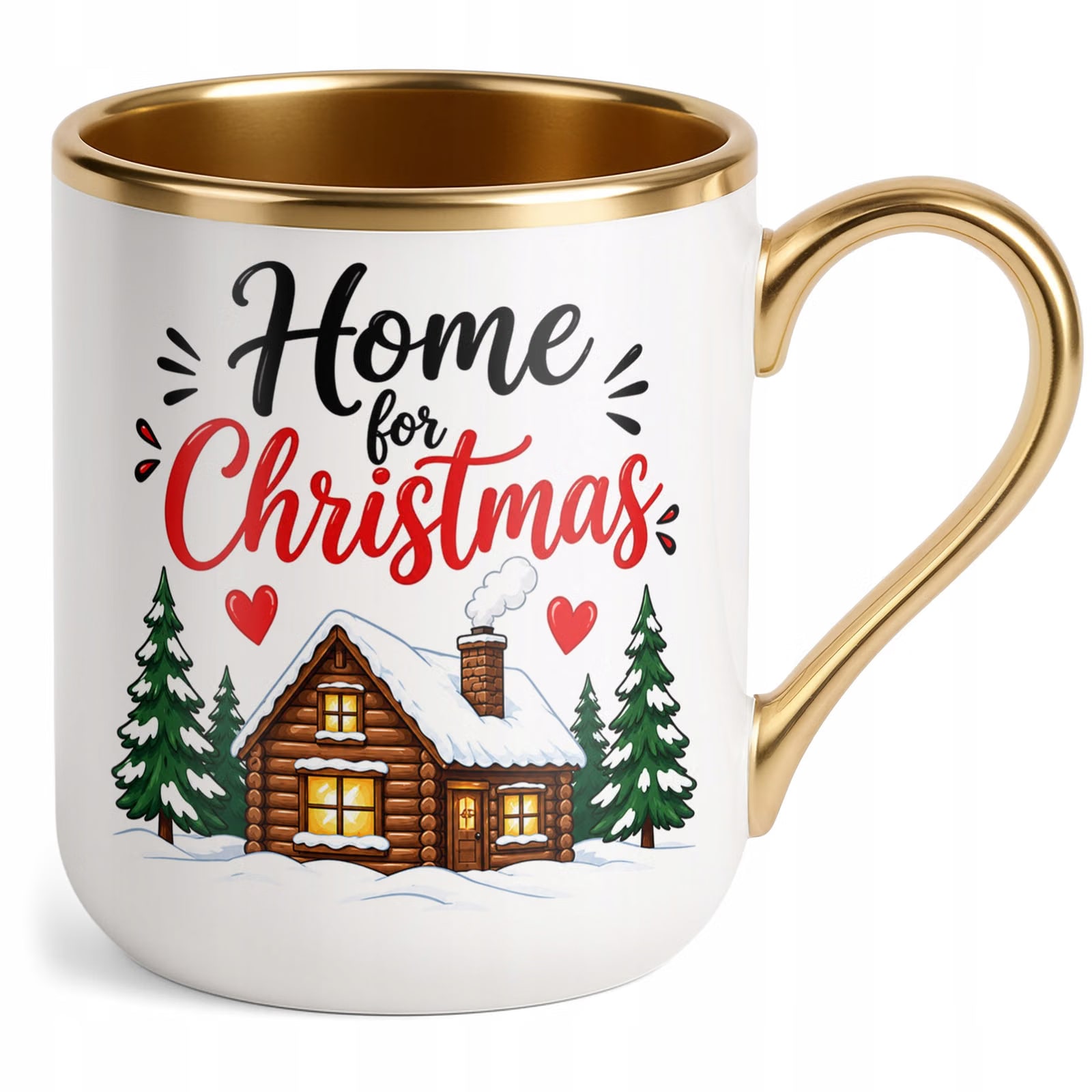 Kubek Premium Złoty Boże Narodzenie Mikołajki Home For Christmas Prezent