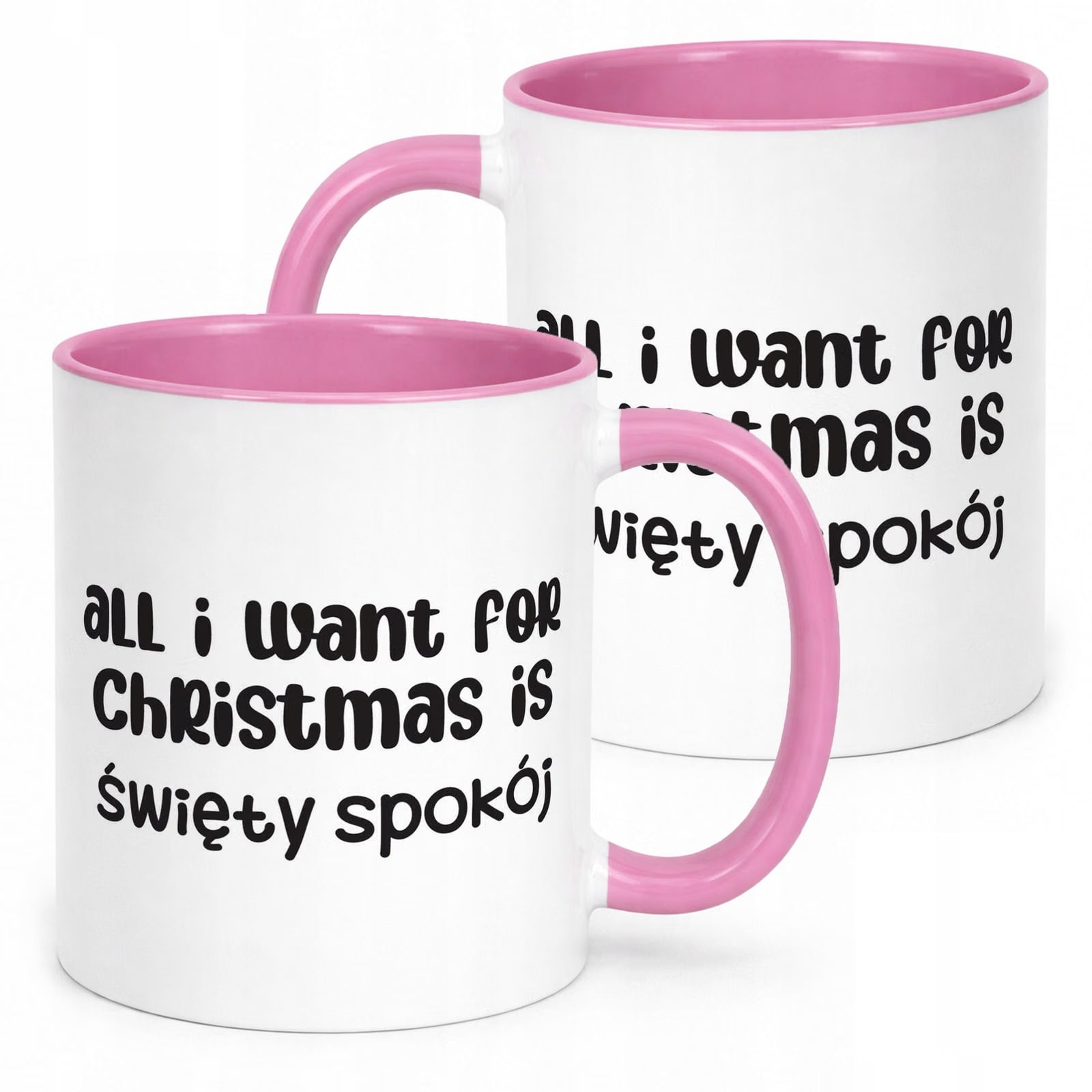 Kubek Różowy z Nadrukiem Boże Narodzenie All I Want For Christmas Prezent
