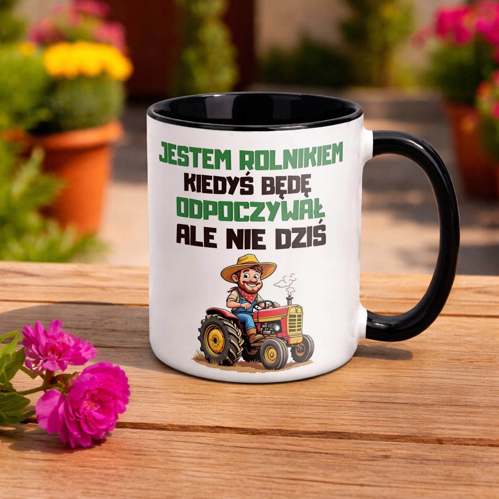 Kubek Czarny Rolnik Dla Rolnika Traktor Zabawny Prezent Upominek