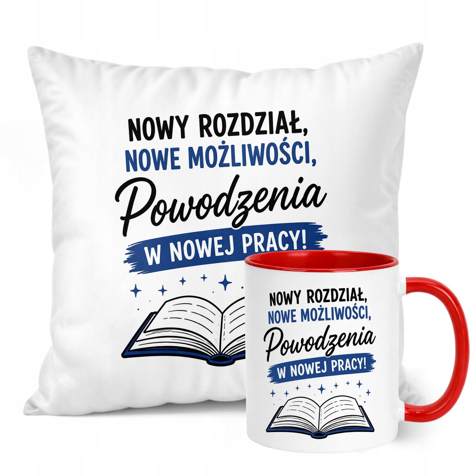 Zestaw Kubek Czerwony Poduszka Z Nadrukiem Odejście z Pracy Prezent