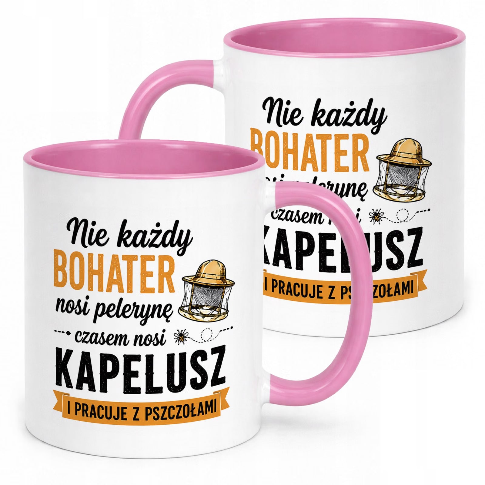 Różowy Kubek z nadrukiem Dla Pszczelarza Szef Pasieki Upominek Prezent
