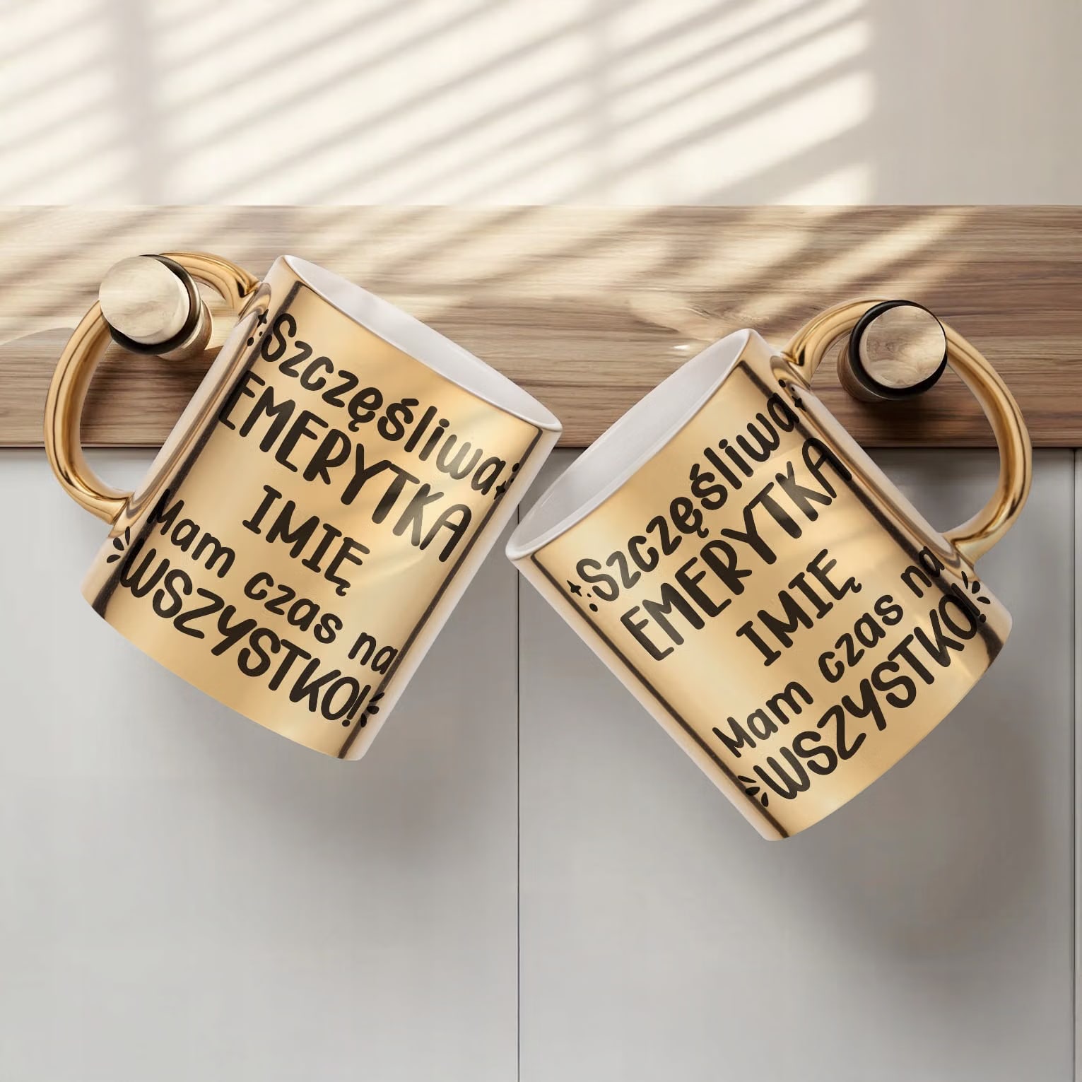 Złoty Kubek ceramiczny Personalizowany z okazji Emerytury Dla Emerytki