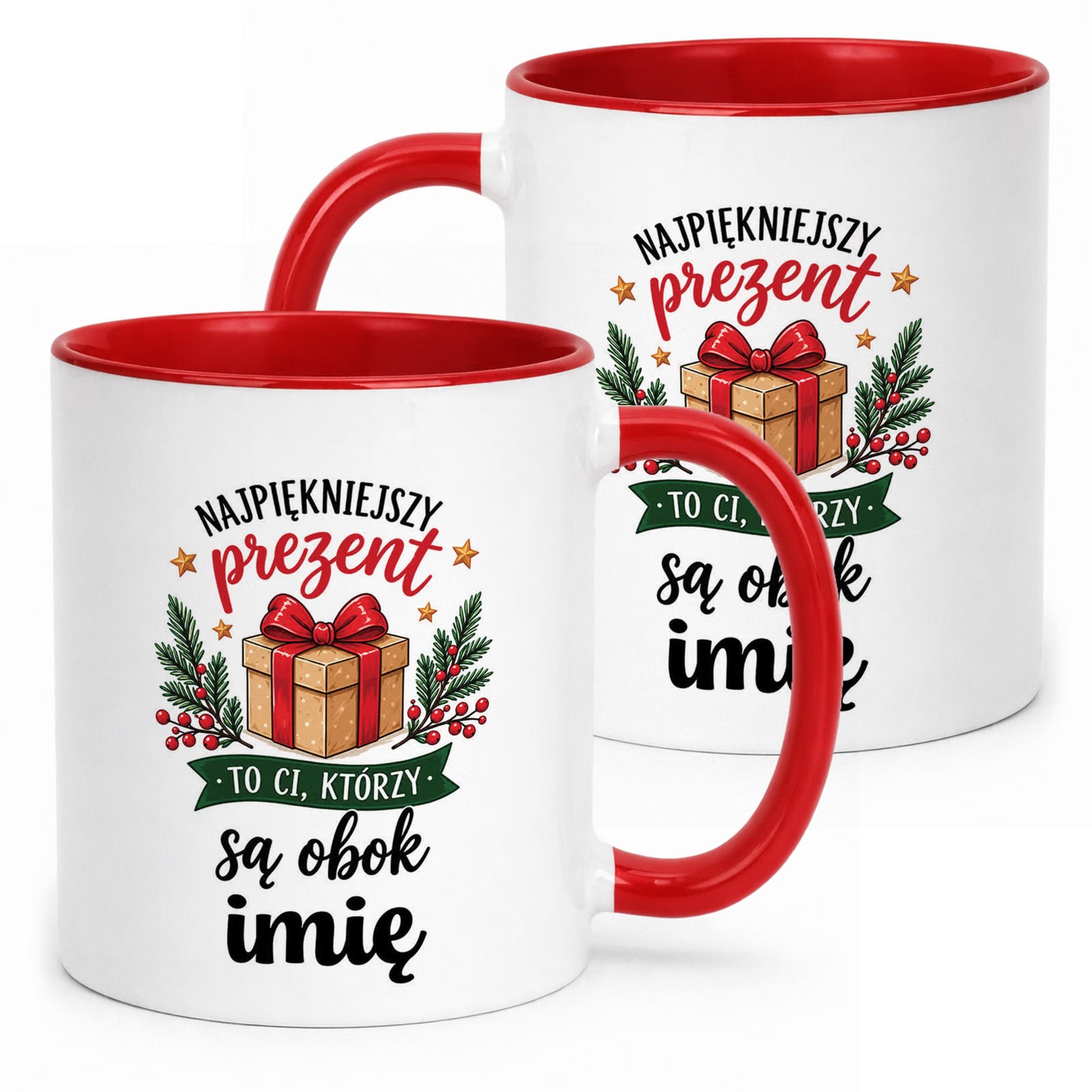 Kubek Czerwony Personalizowany z Nadrukiem Boże Narodzenie Święta Prezent