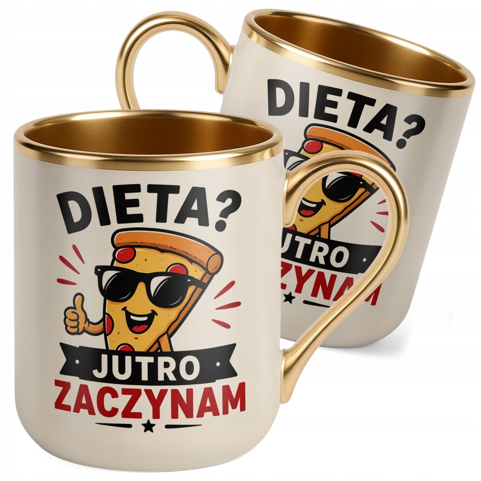 Kubek z nadrukiem Premium Złoty Ecru Dzień Chłopaka Mężczyzny Prezent
