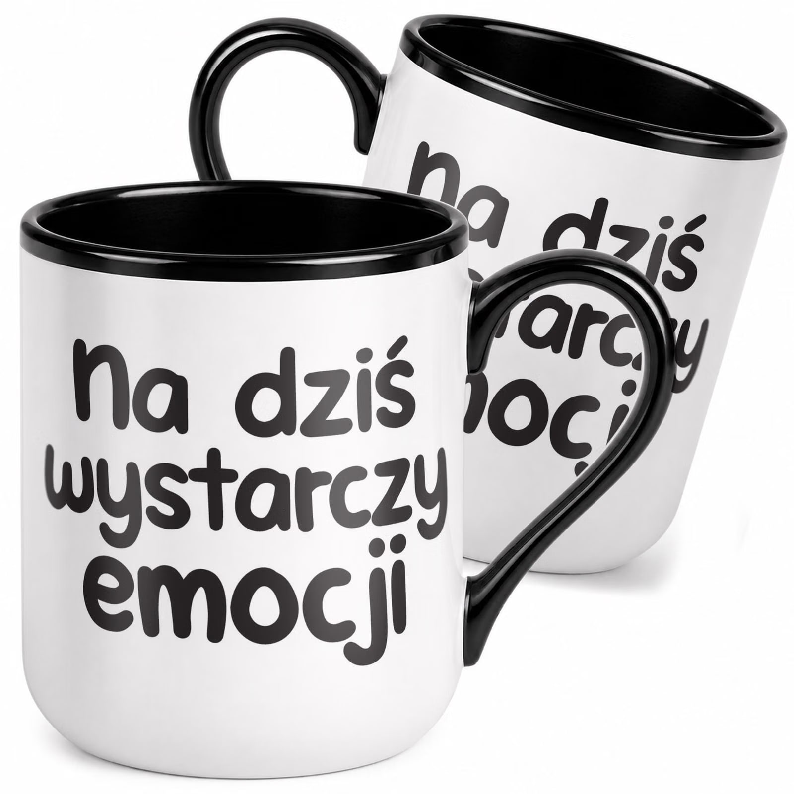 Kubek z nadrukiem Premium Czarny Na Dziś Wystarczy Emocji Upominek Prezent