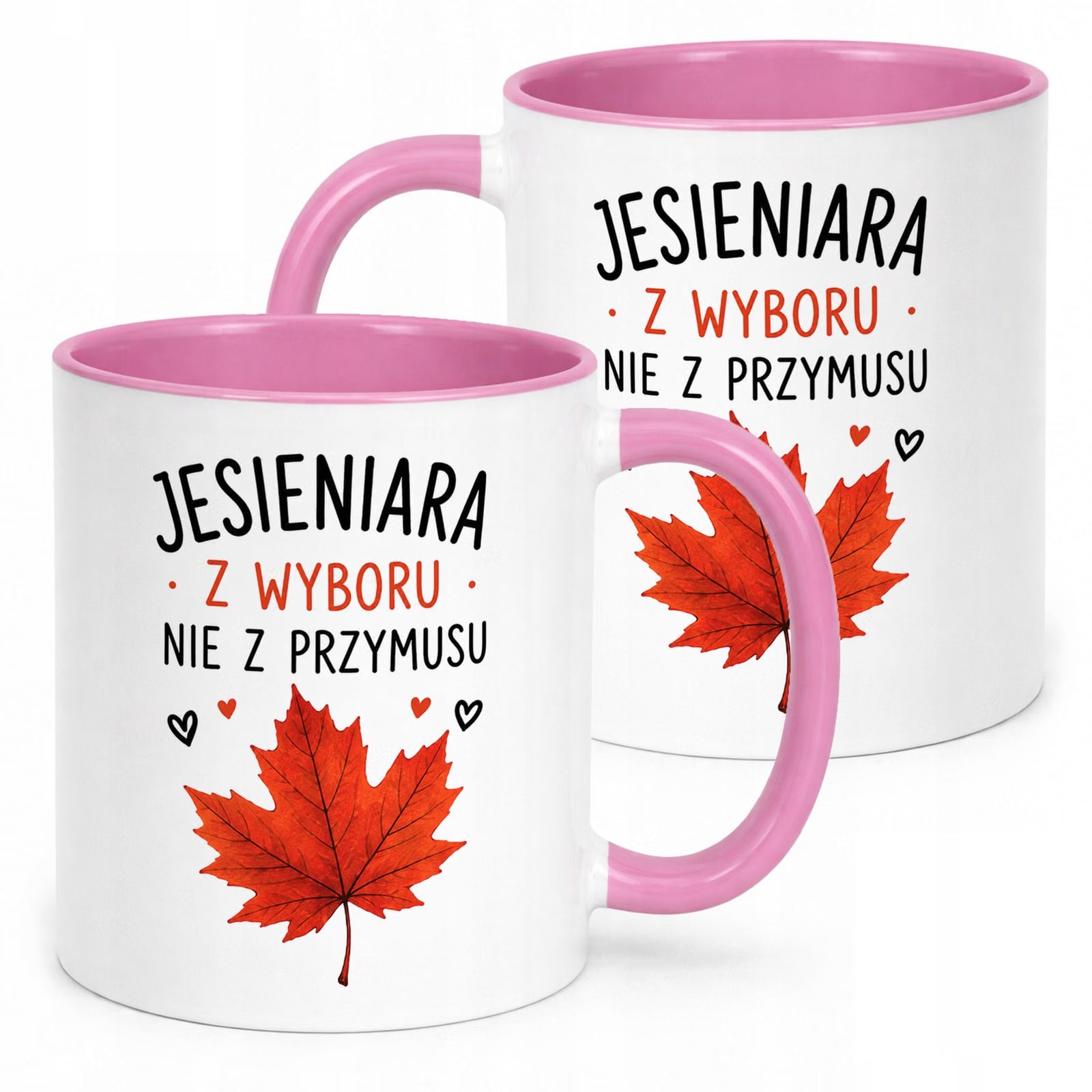 Różowy Kubek z nadrukiem Jesienny Jesień Jesieniara z wyboru Prezent