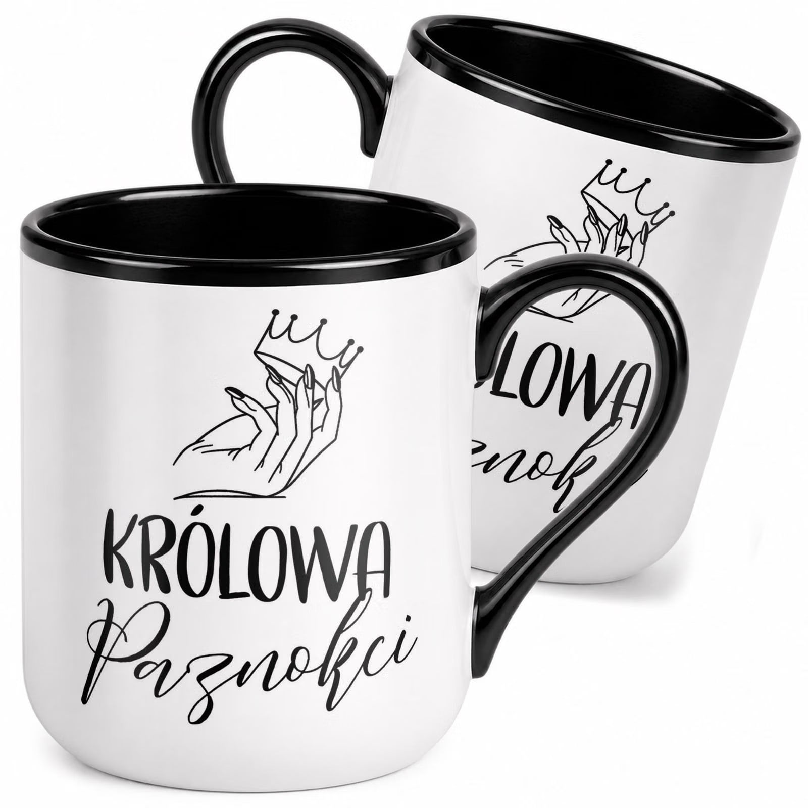 Kubek z nadrukiem Premium Czarny Królowa Paznokci Upominek Prezent