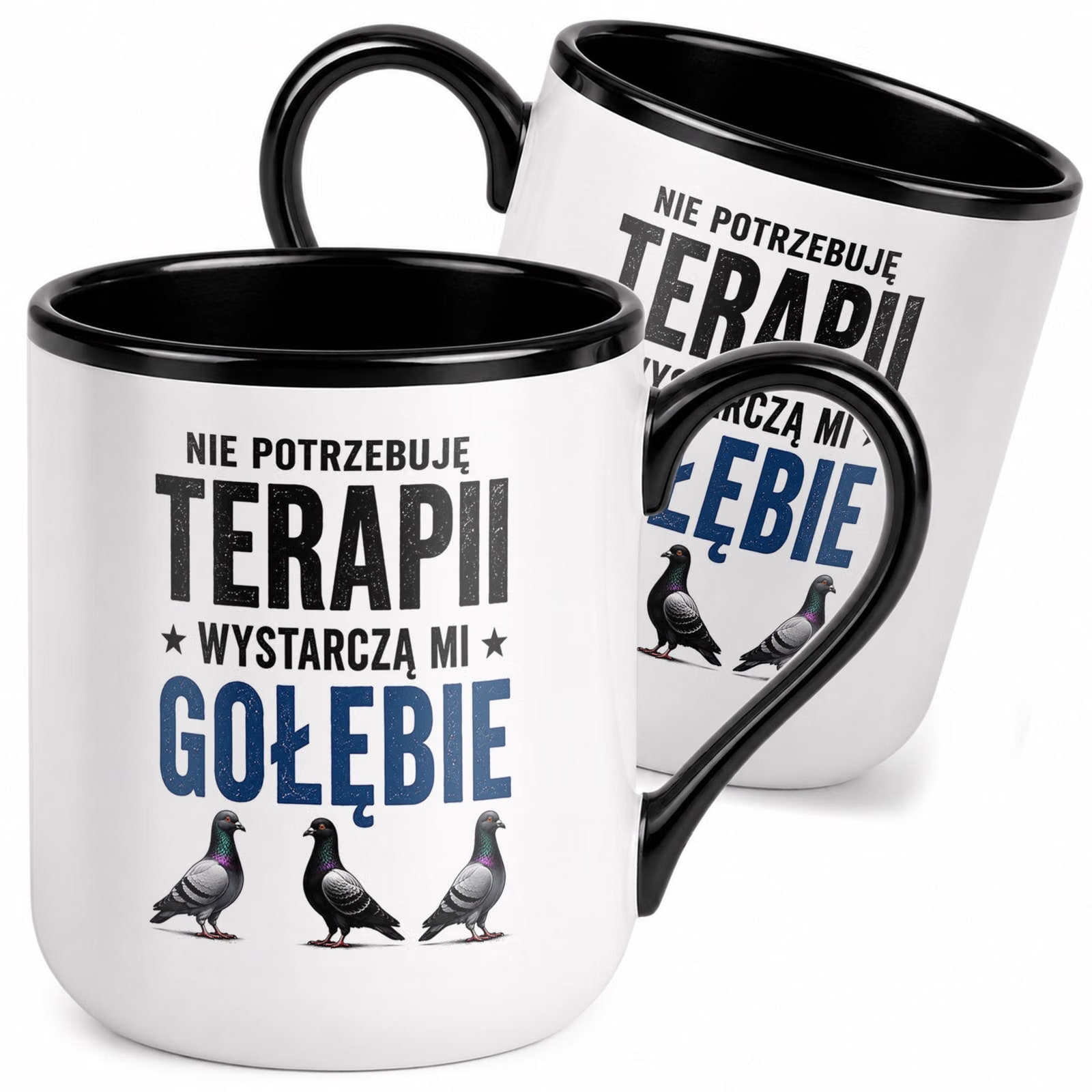Kubek z nadrukiem Premium Czarny Dla Gołębiarza Hodowca Gołębi Prezent