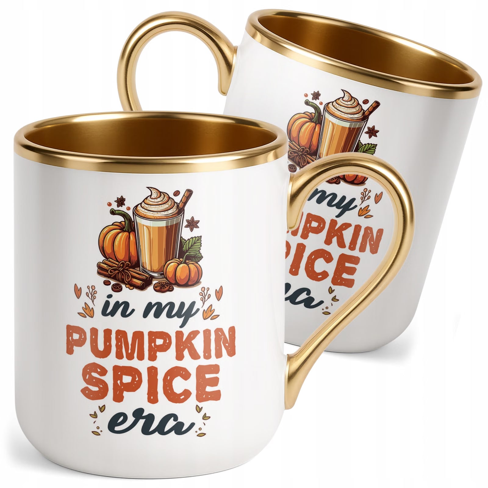 Kubek Premium Złoty Jesienny Jesień Hello Pumpkin Dynia Prezent