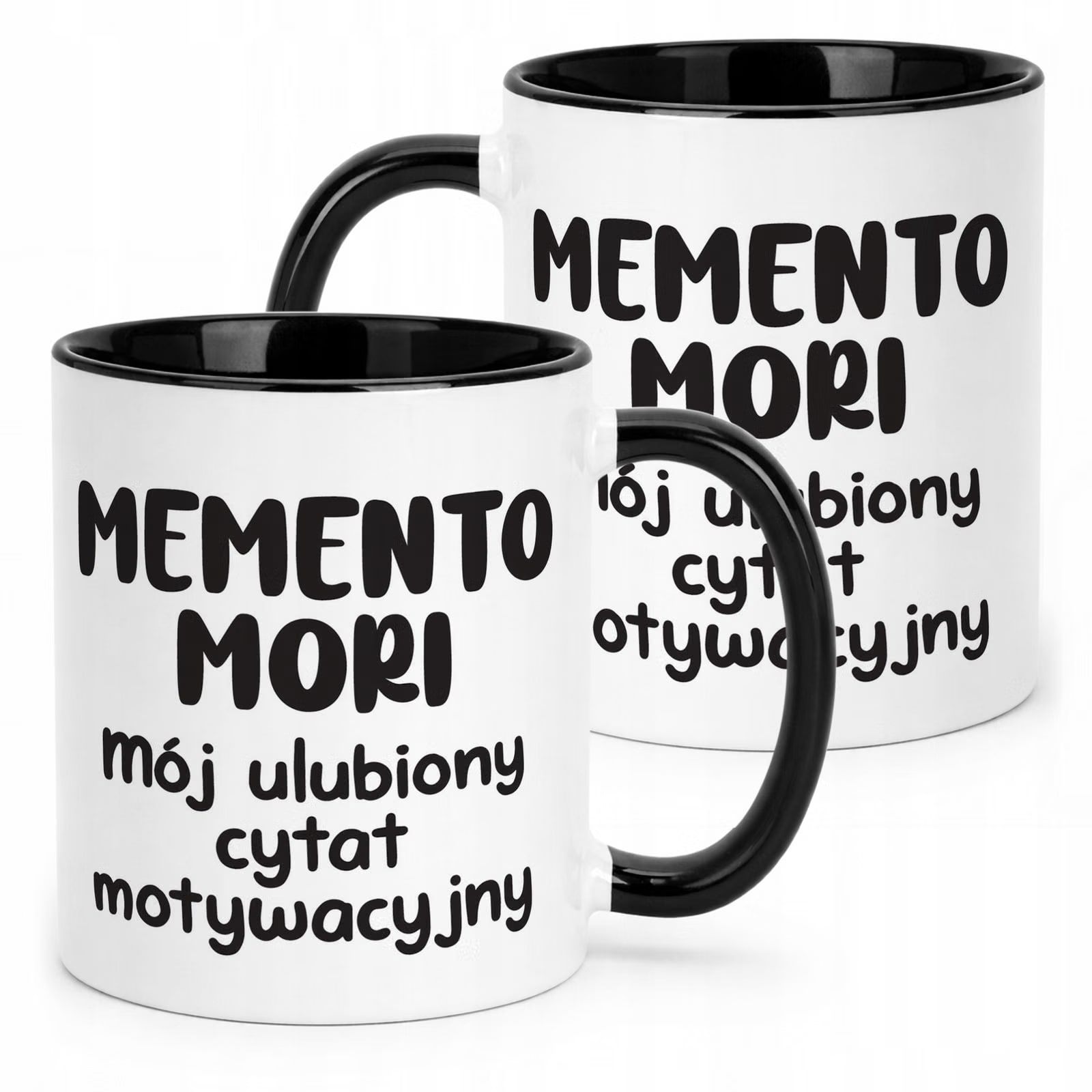 Kubek Czarny Memento Mori Cytat Motwywacyjny Śmieszny Zabawny Prezent