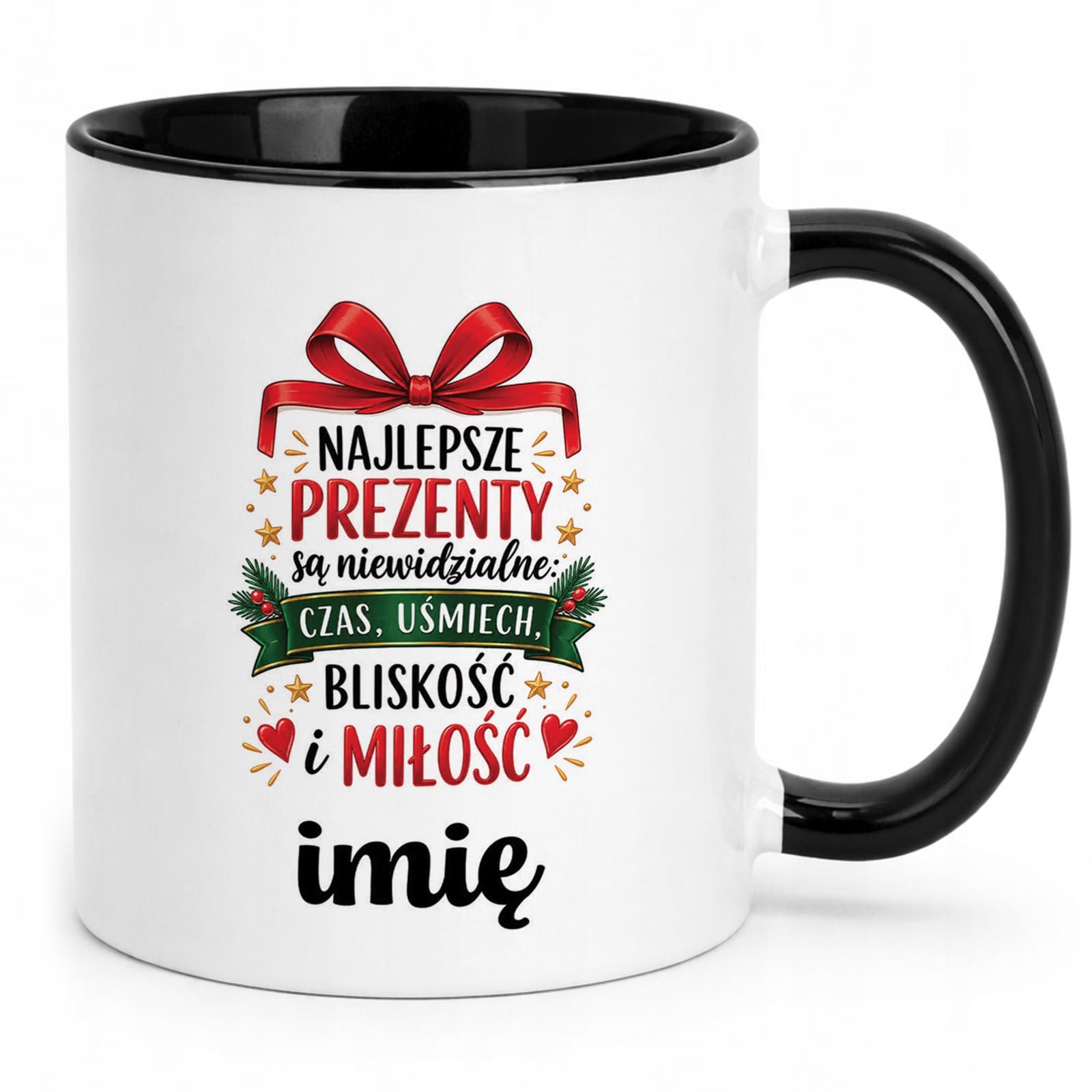 Kubek Czarny Personalizowany z Nadrukiem Boże Narodzenie Święta Prezent