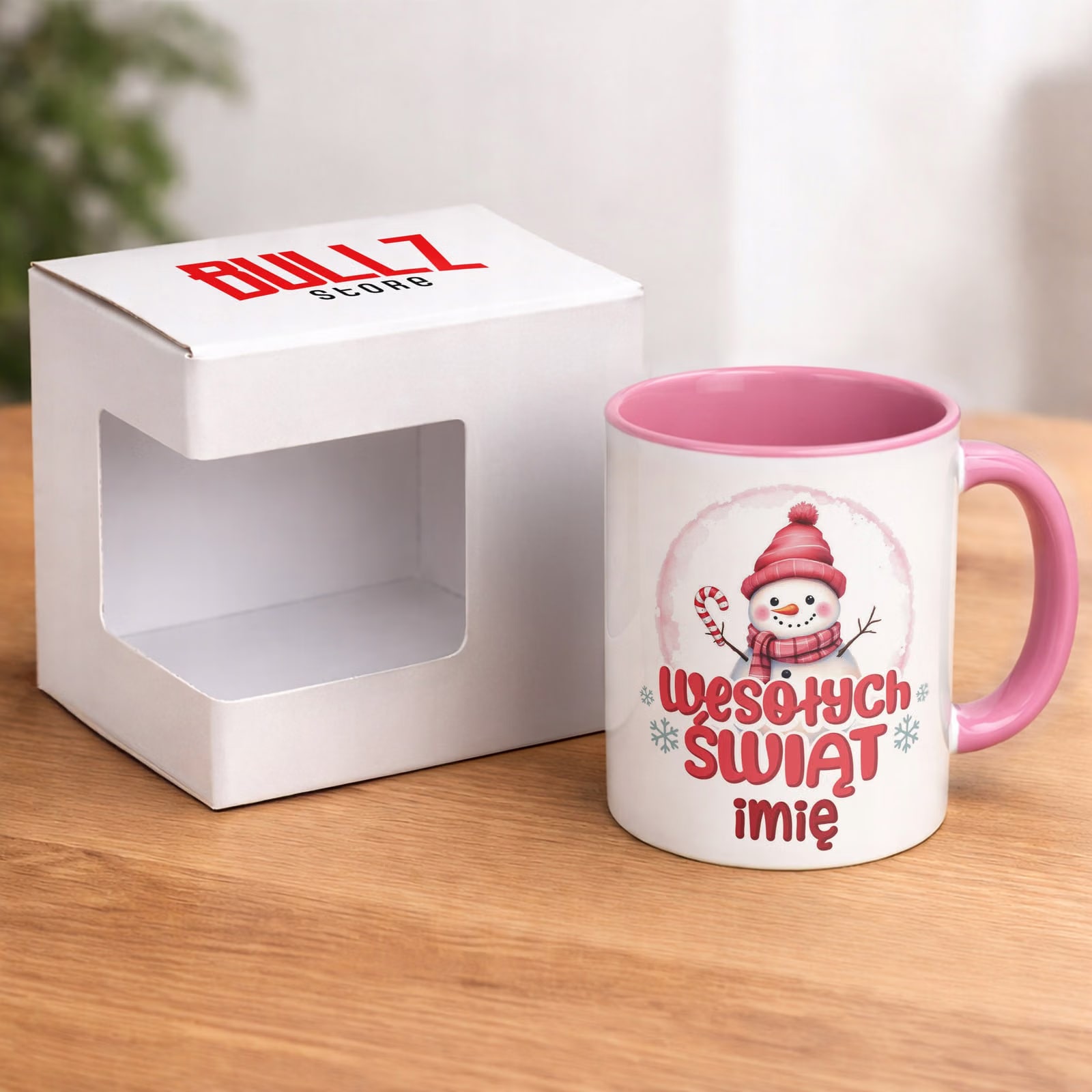 Kubek Różowy Personalizowany z Nadrukiem Boże Narodzenie Święta Prezent