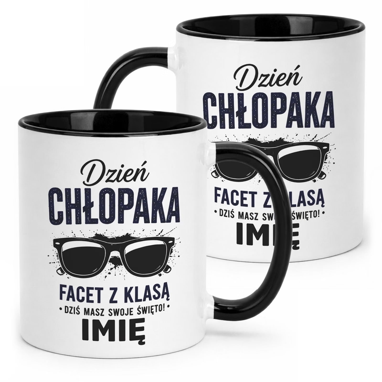 Czarny Kubek personalizowany z nadrukiem Dzień Chłopaka Mężczyzny Prezent