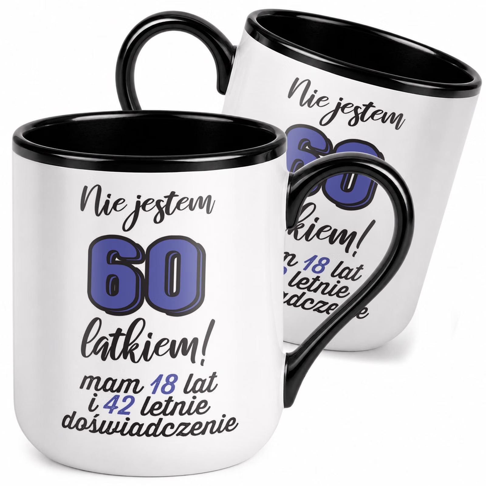 Kubek z nadrukiem Premium Czarny Na 60 Urodziny Upominek Prezent