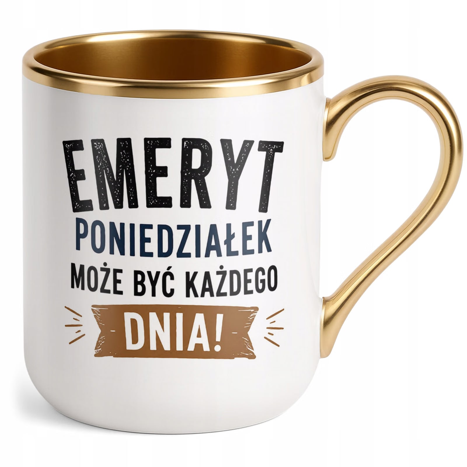 Kubek z nadrukiem Premium Złoty Emerytura Dla Emeryta Upominek Prezent