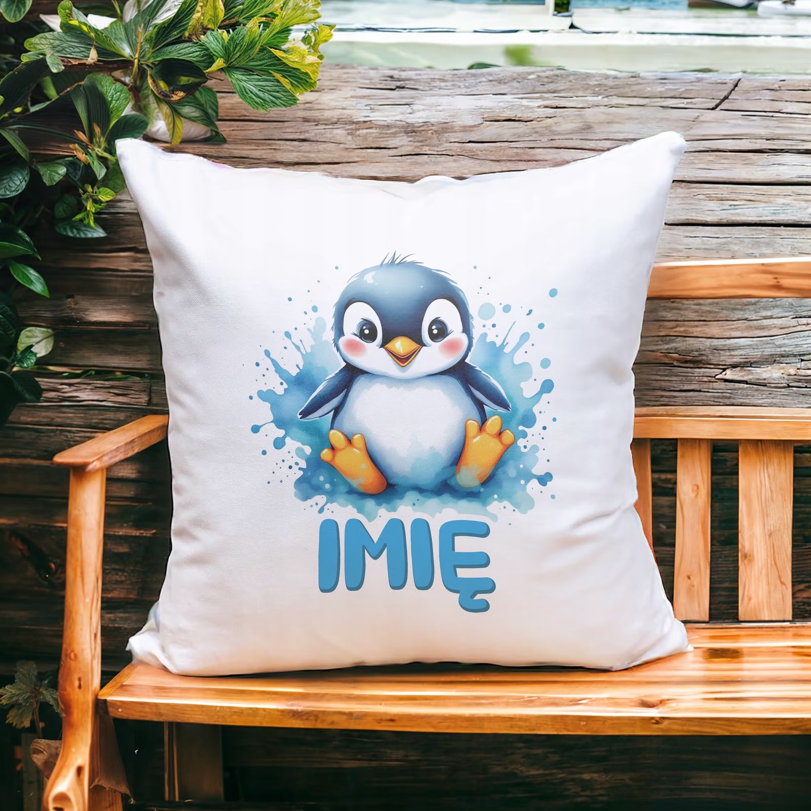 Poduszka 38x38cm Personalizowana Pingwin Zwierzak Słodki Dla Dzieci
