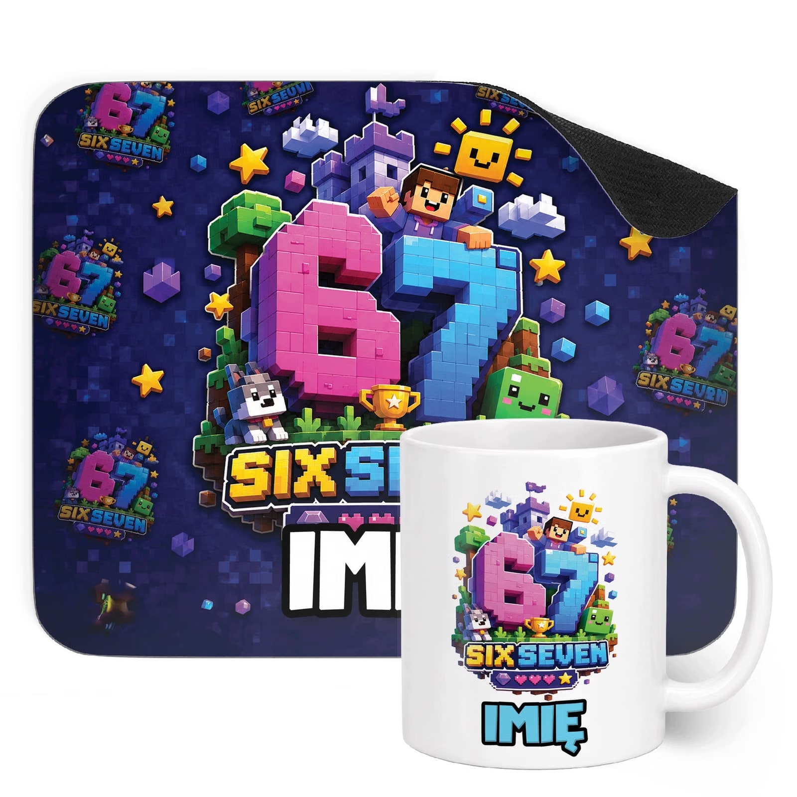Zestaw personalizowany Kubek Podkładka pod mysz 67 Six Seven