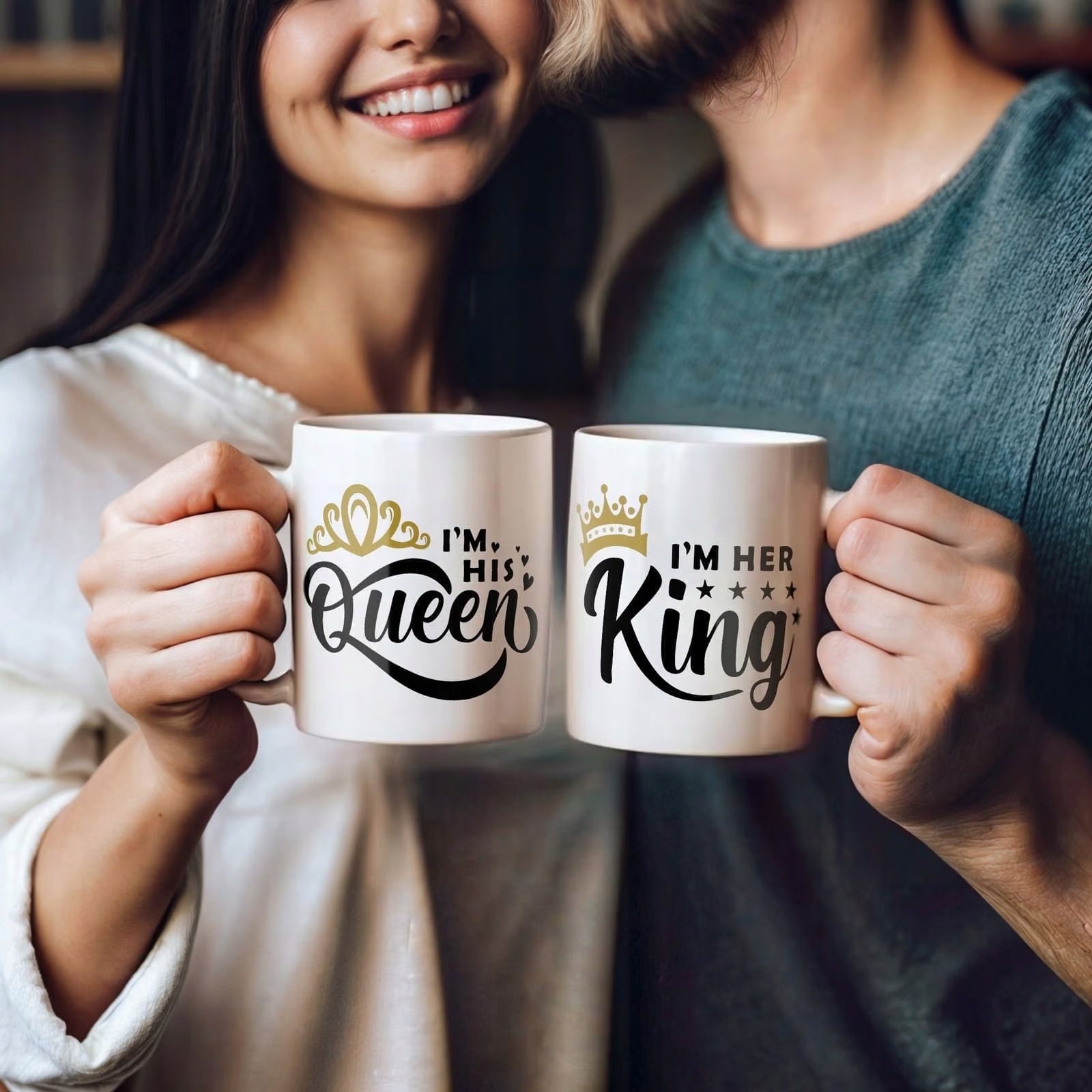 Zestaw kubków na Walentynki Queen & King Prezent Dla Pary Zakochanych