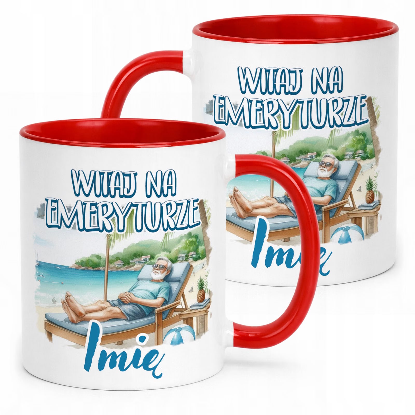 Kubek Czerwony Personalizowany Z okazji Emerytury Dla Emeryta Prezent