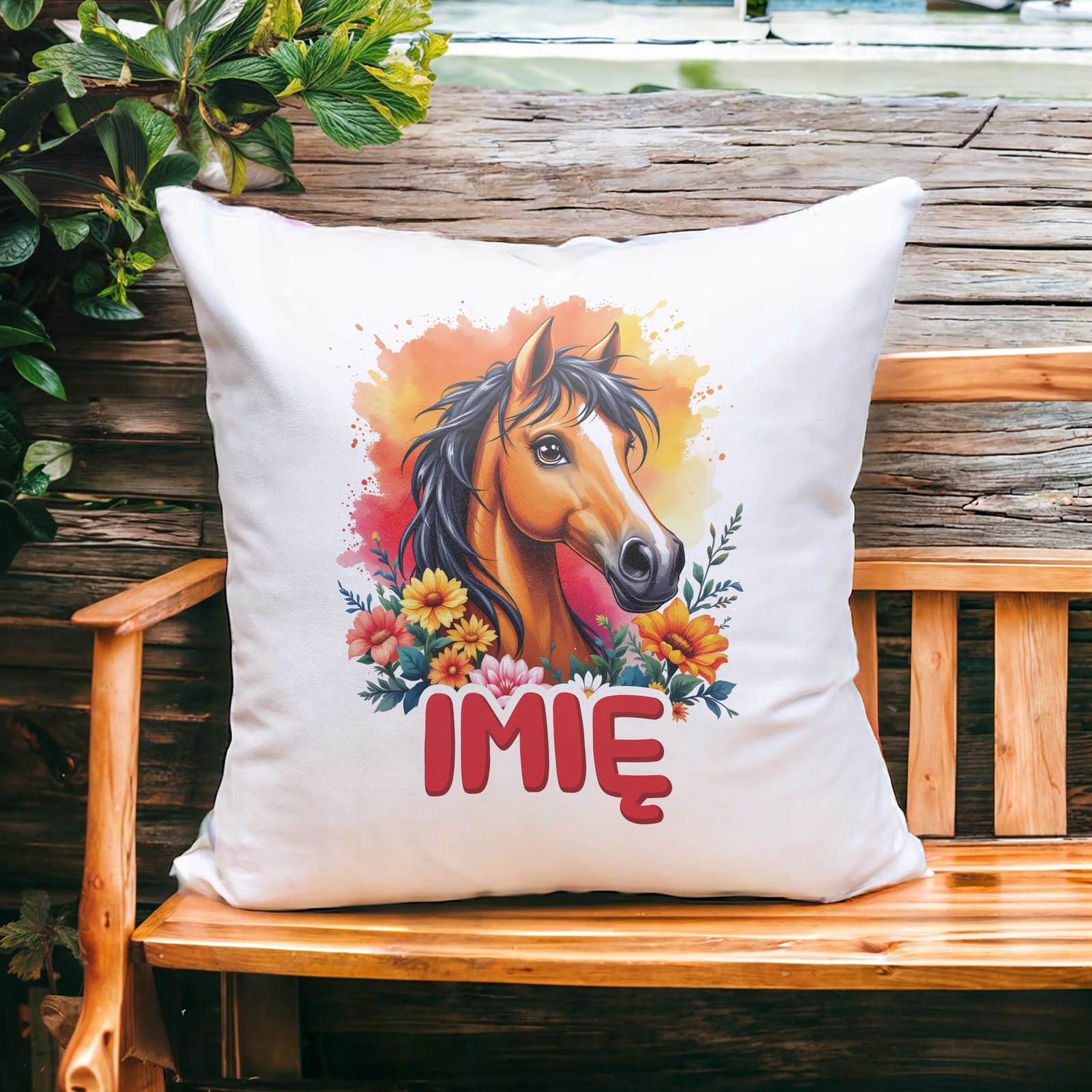 Poduszka 38x38cm Personalizowana Z Koniem Koń Słodki Dla Dzieci